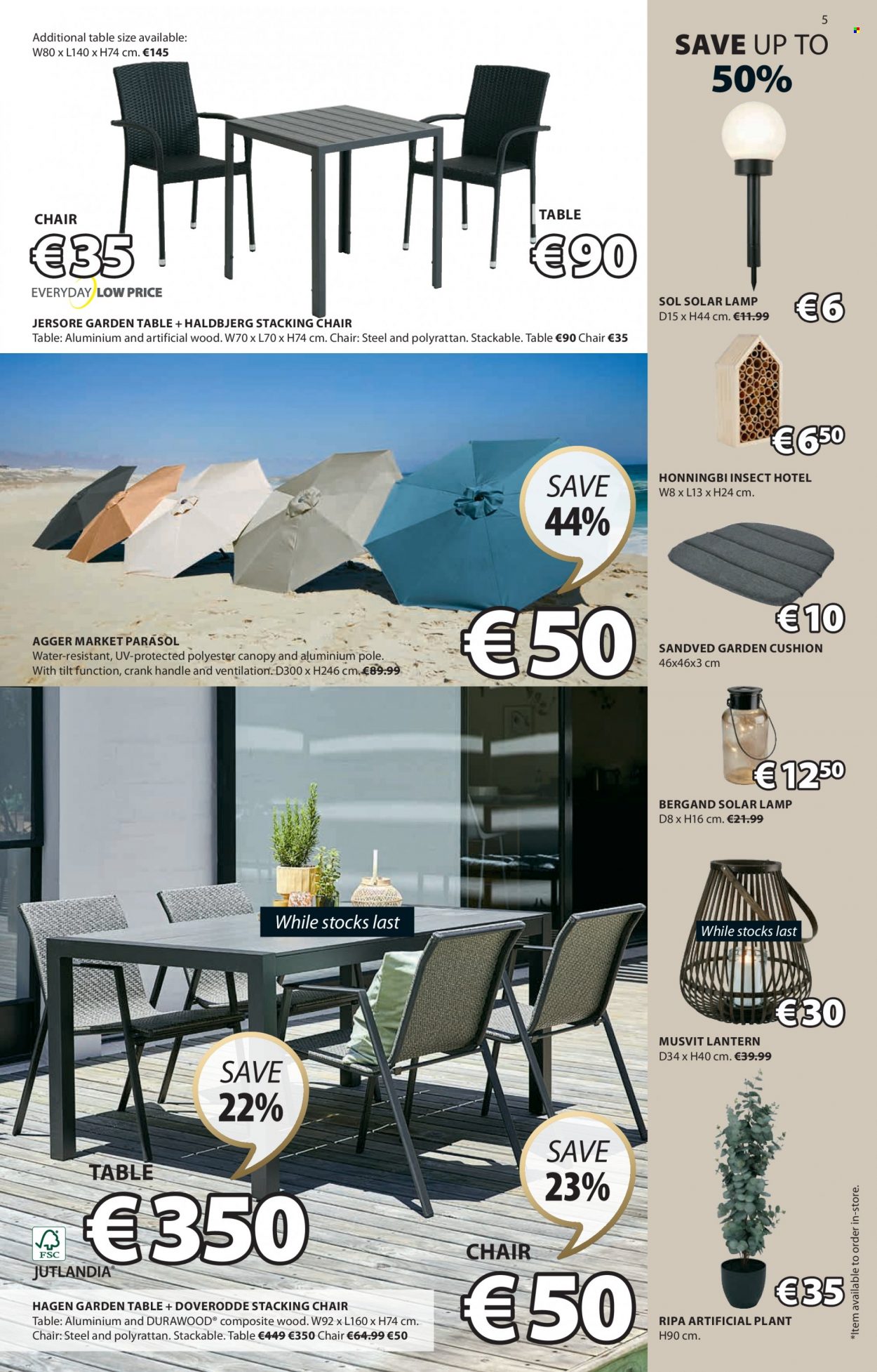 thumbnail - JYSK offer  - 01.06.2023 - 05.07.2023 - Sales products - table, chair, cushion, lantern, artificial plant, lamp. Page 5.