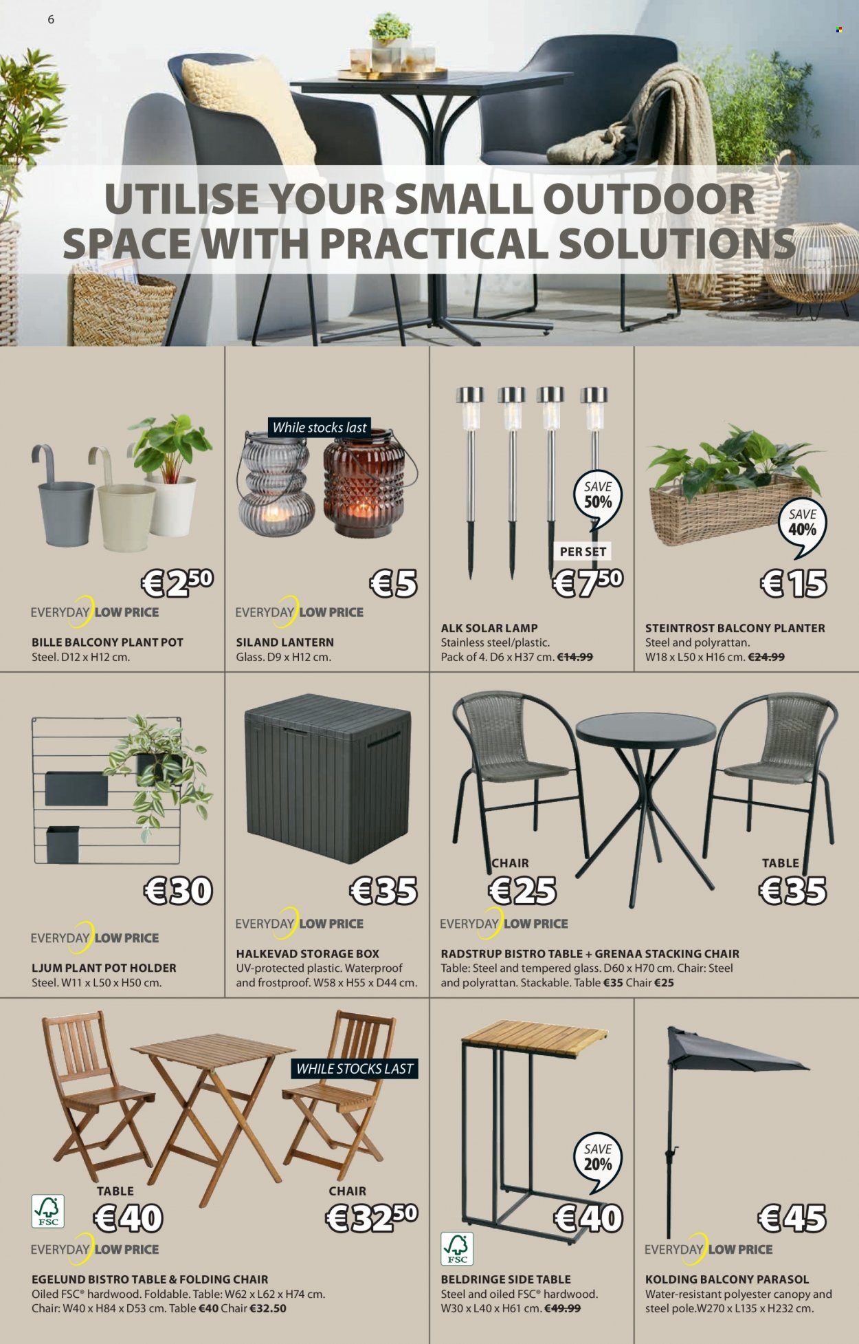 thumbnail - JYSK offer  - 01.06.2023 - 05.07.2023 - Sales products - storage box, table, chair, coctail table, sidetable, folding chair, lantern, pot, lamp, plant pot. Page 6.