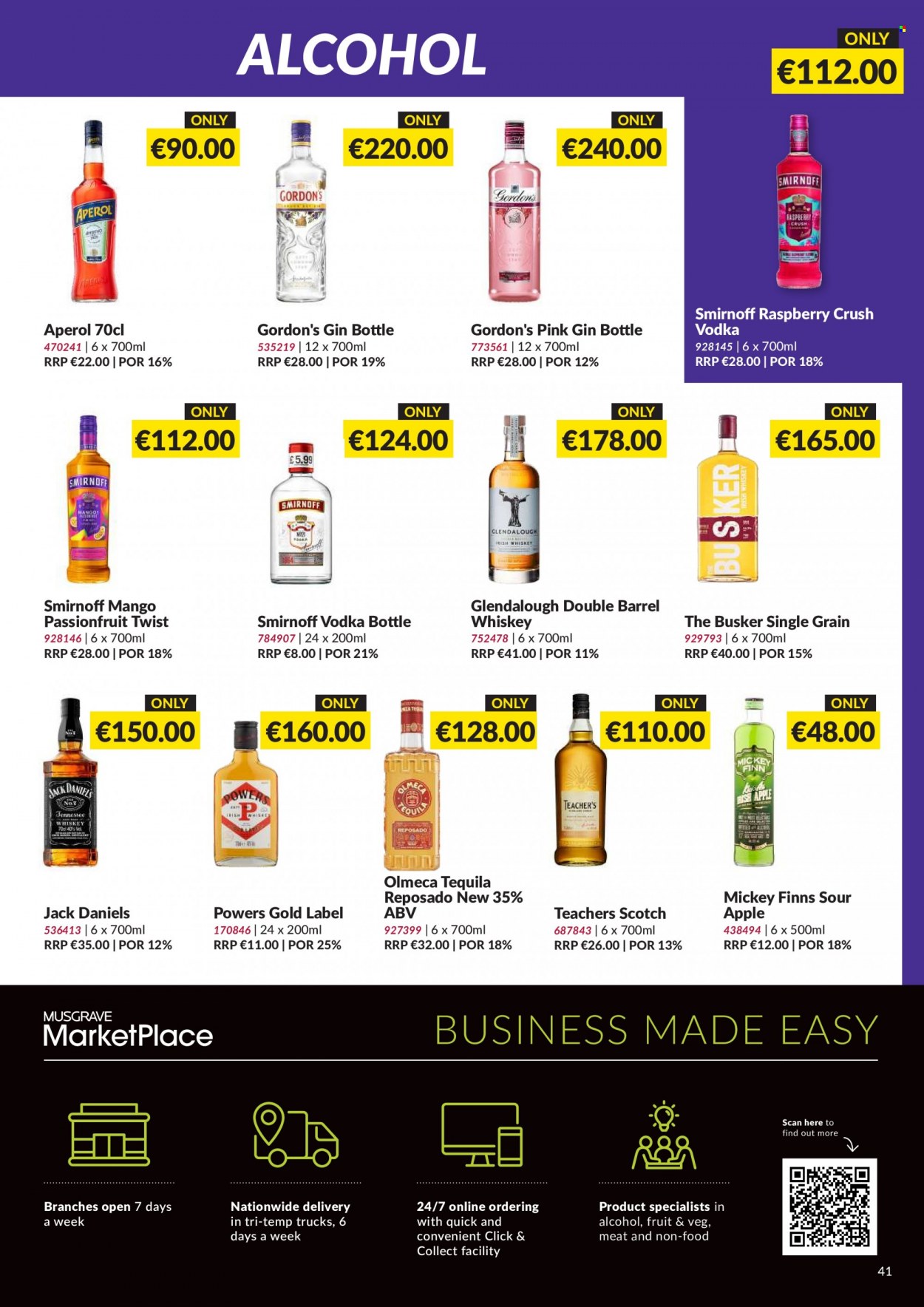 thumbnail - MUSGRAVE Market Place offer  - 04.06.2023 - 01.07.2023 - Sales products - mango, Jack Daniel's, Mickey Mouse, alcohol, gin, Smirnoff, tequila, vodka, whiskey, Aperol, Gordon's, Olmeca, whisky. Page 41.