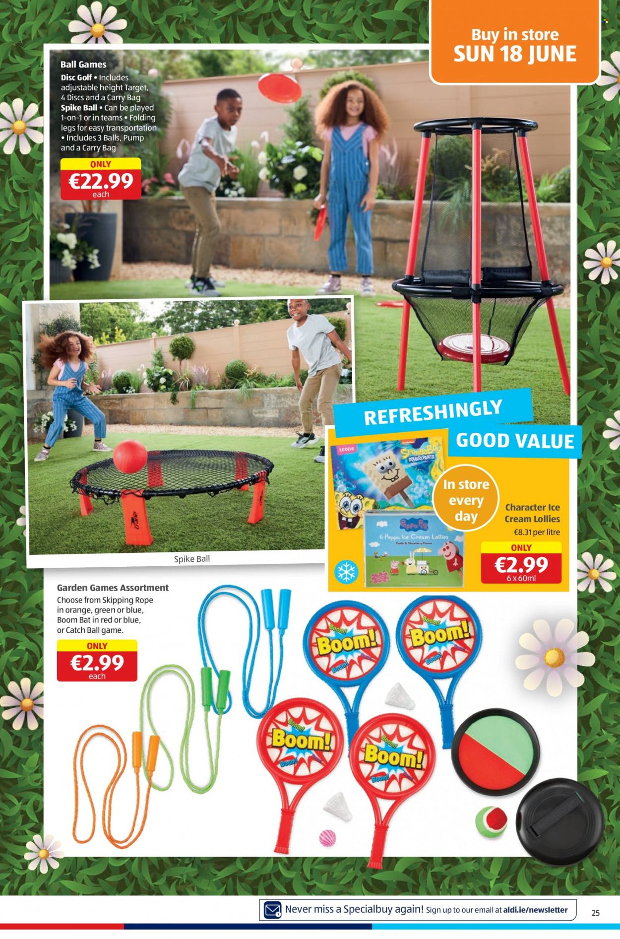 thumbnail - Aldi offer  - 15.06.2023 - 21.06.2023 - Sales products - ice cream, pants, Target, Peppa Pig. Page 25.