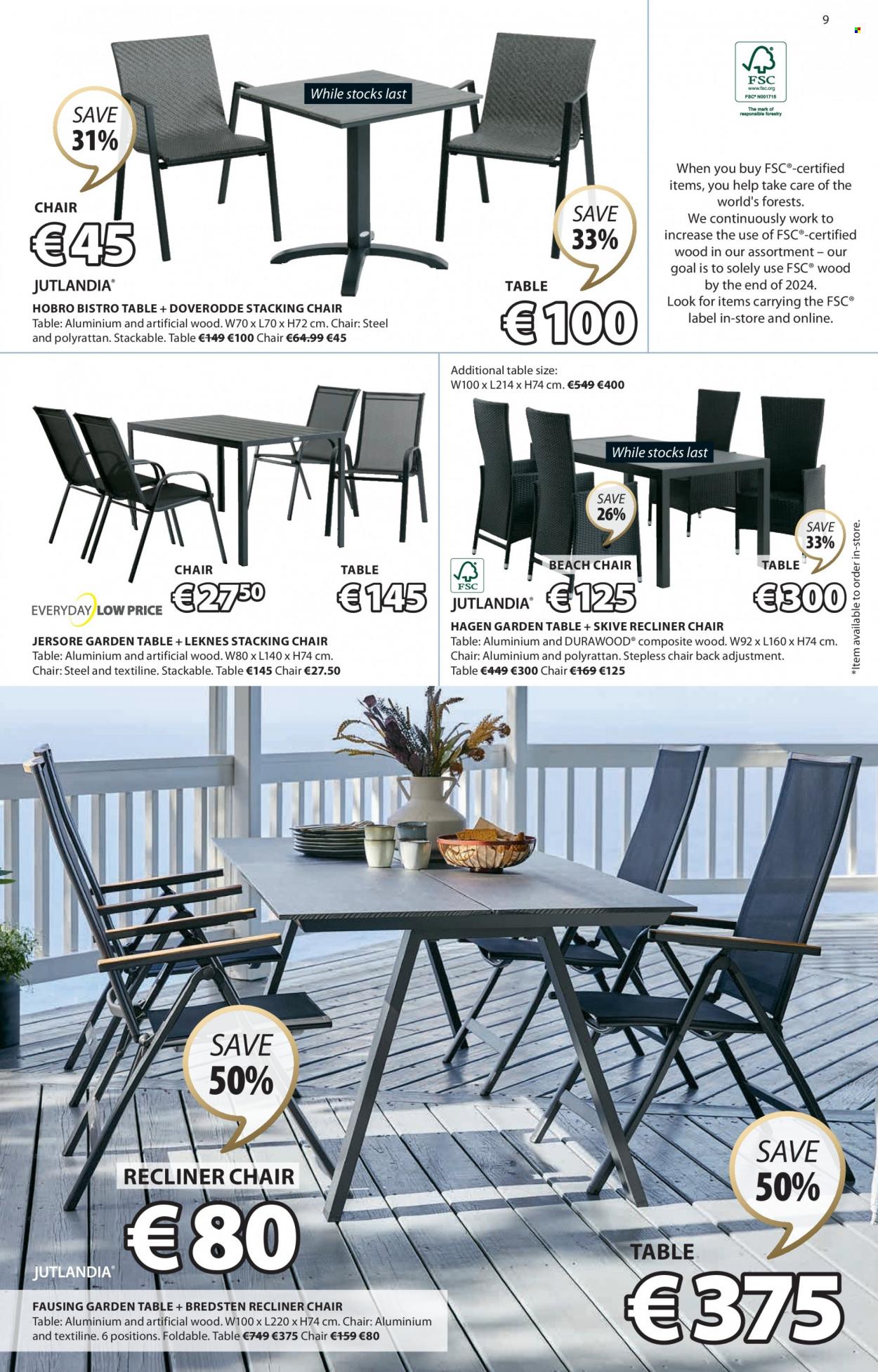 thumbnail - JYSK offer  - Sales products - table, chair, recliner chair, coctail table, beach chair. Page 9.