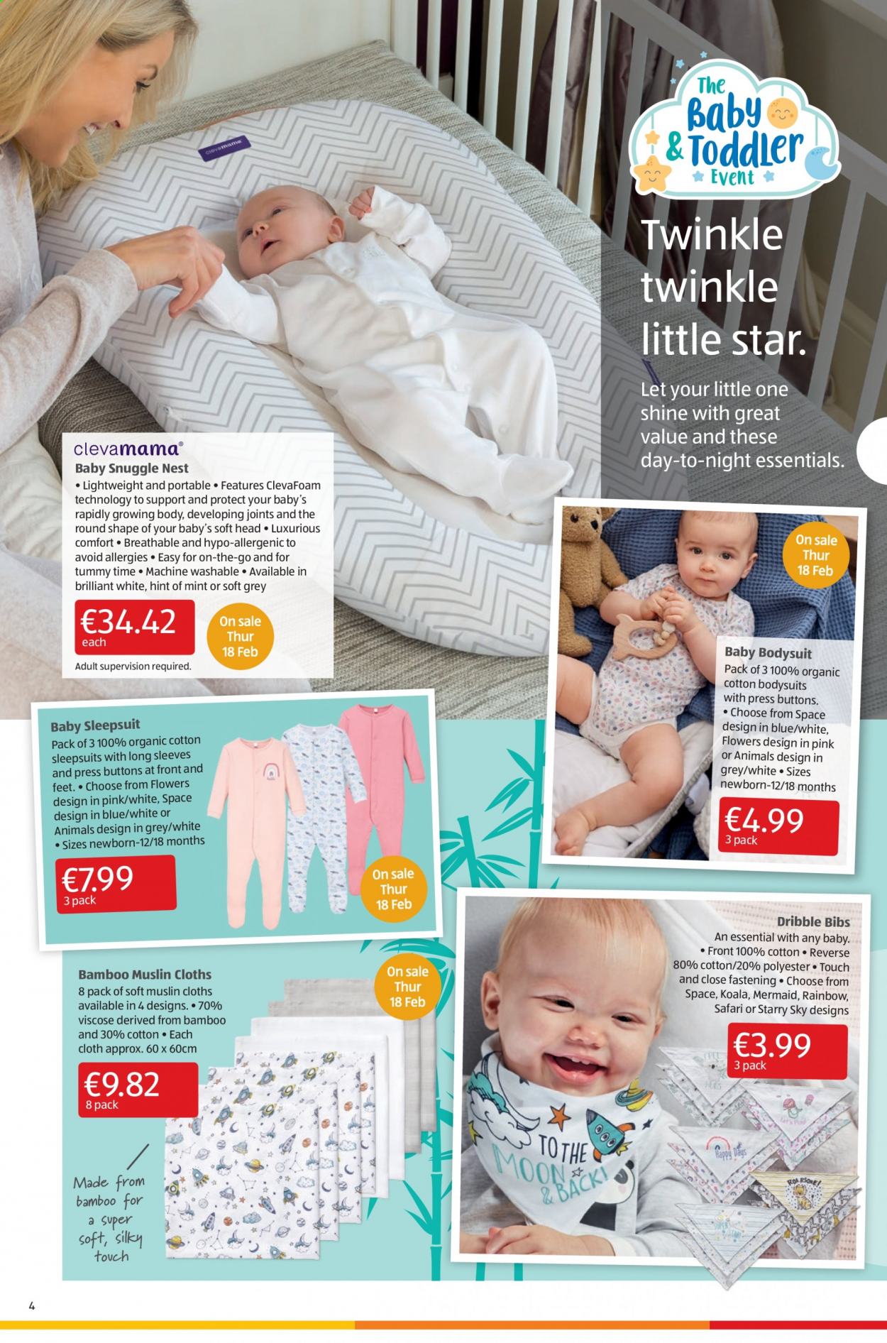 thumbnail - Aldi offer  - 14.01.2021 - 17.01.2021 - Sales products - Snuggle, bib, bamboo cloths, bodysuit. Page 4.