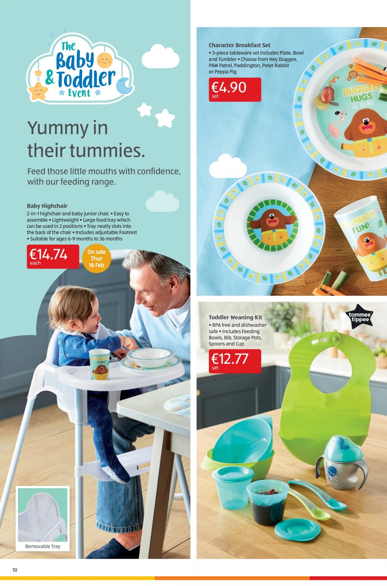 thumbnail - Aldi offer  - 14.01.2021 - 17.01.2021 - Sales products - Paw Patrol, Peppa Pig, spoon, tableware, tumbler, plate, pot, cup, bowl, high chair, chair, junior chair, bib. Page 10.