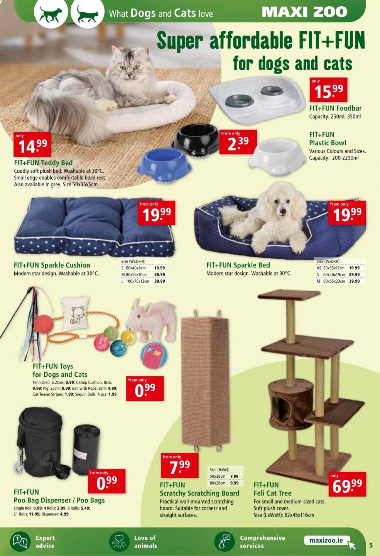 thumbnail - Maxi Zoo offer  - 15.01.2021 - 24.01.2021 - Sales products - cushion, pet bed, cat toy, dog toy, bowl, cat scratcher, foodbar, poo bag, cat tree, FIT+FUN. Page 5.