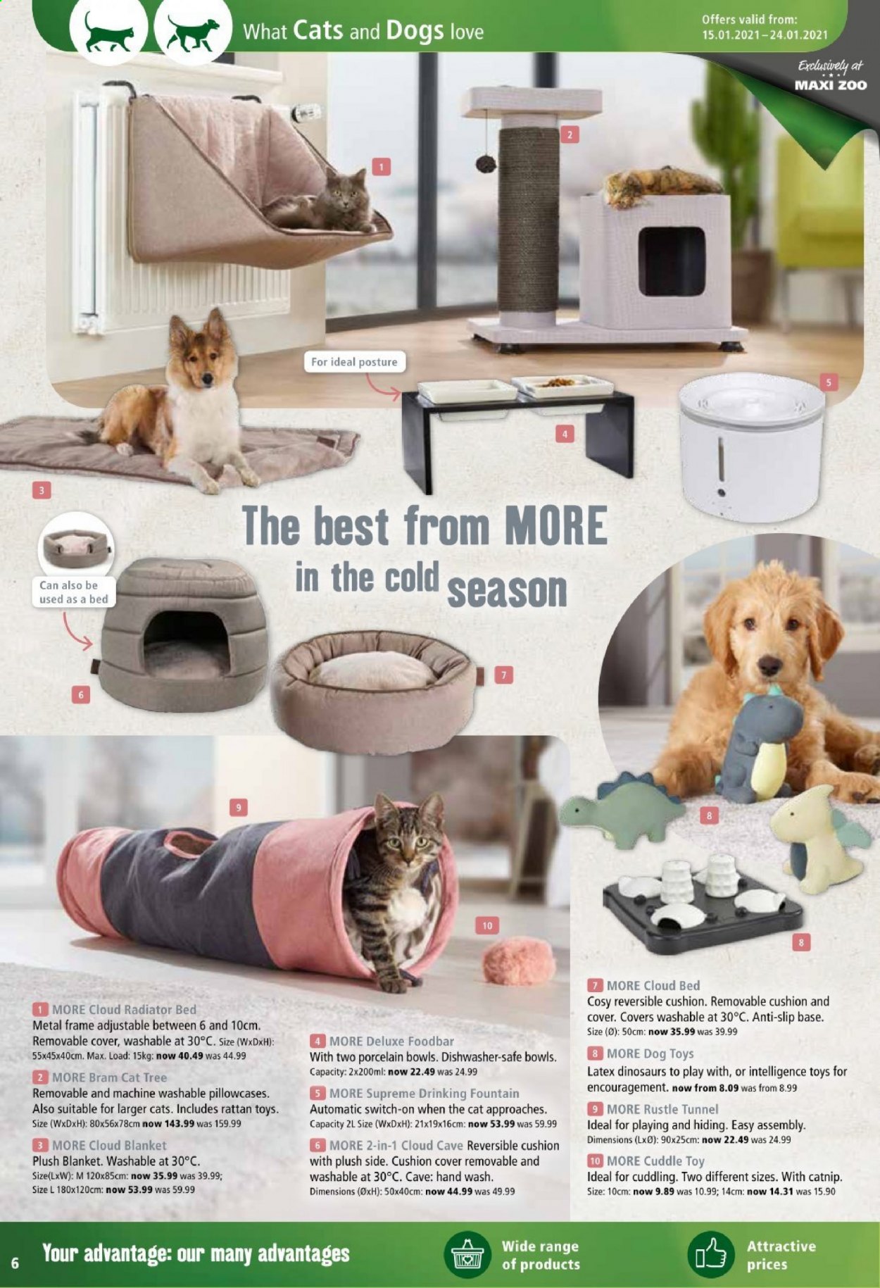 thumbnail - Maxi Zoo offer  - 15.01.2021 - 24.01.2021 - Sales products - blanket, cushion, pet bed, cat toy, dog toy, foodbar, cat tree, rustle tunnel. Page 6.