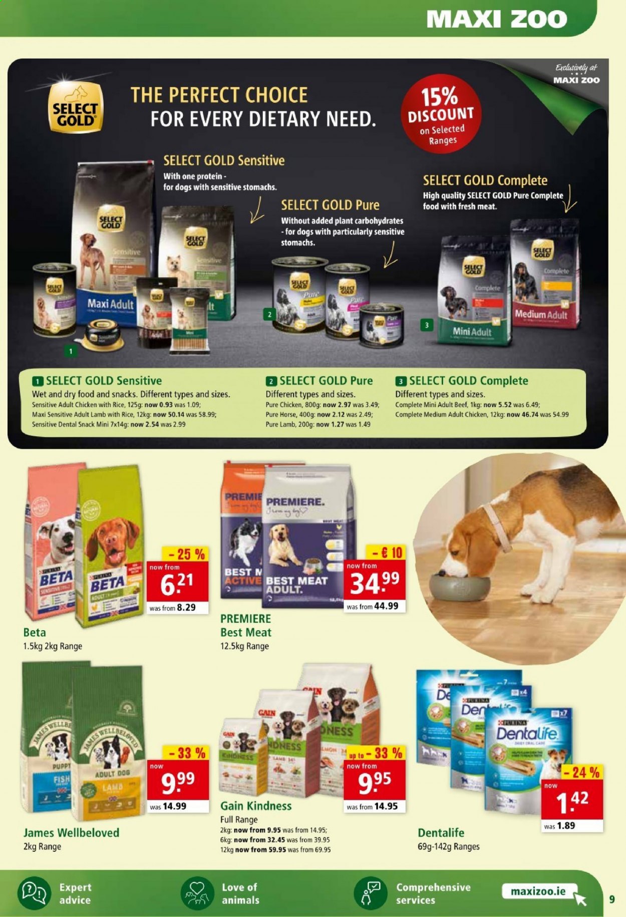 thumbnail - Maxi Zoo offer  - 15.01.2021 - 24.01.2021 - Sales products - PREMIERE, Gain, Select Gold, Dentalife, James Wellbeloved, BETA. Page 9.