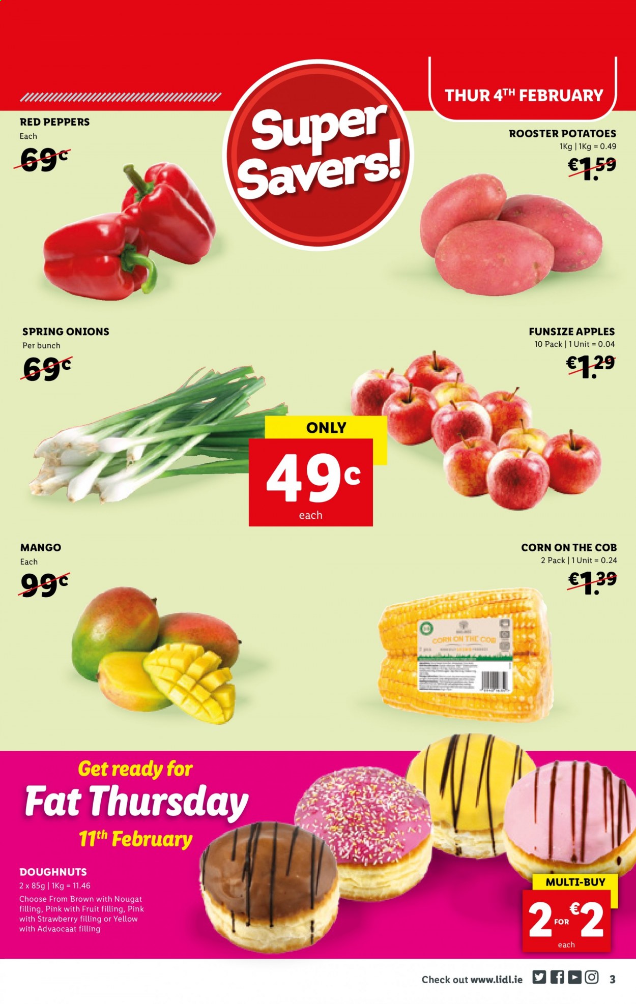 thumbnail - Lidl offer  - 04.02.2021 - 10.02.2021 - Sales products - donut, corn, potatoes, onion, mango, apples. Page 3.