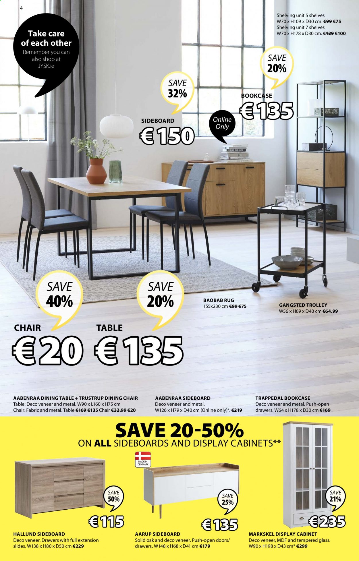 thumbnail - JYSK offer  - 04.02.2021 - 17.02.2021 - Sales products - cabinet, trolley, dining table, table, chair, dining chair, bookcase, sideboard, shelves, shelf unit, rug. Page 4.