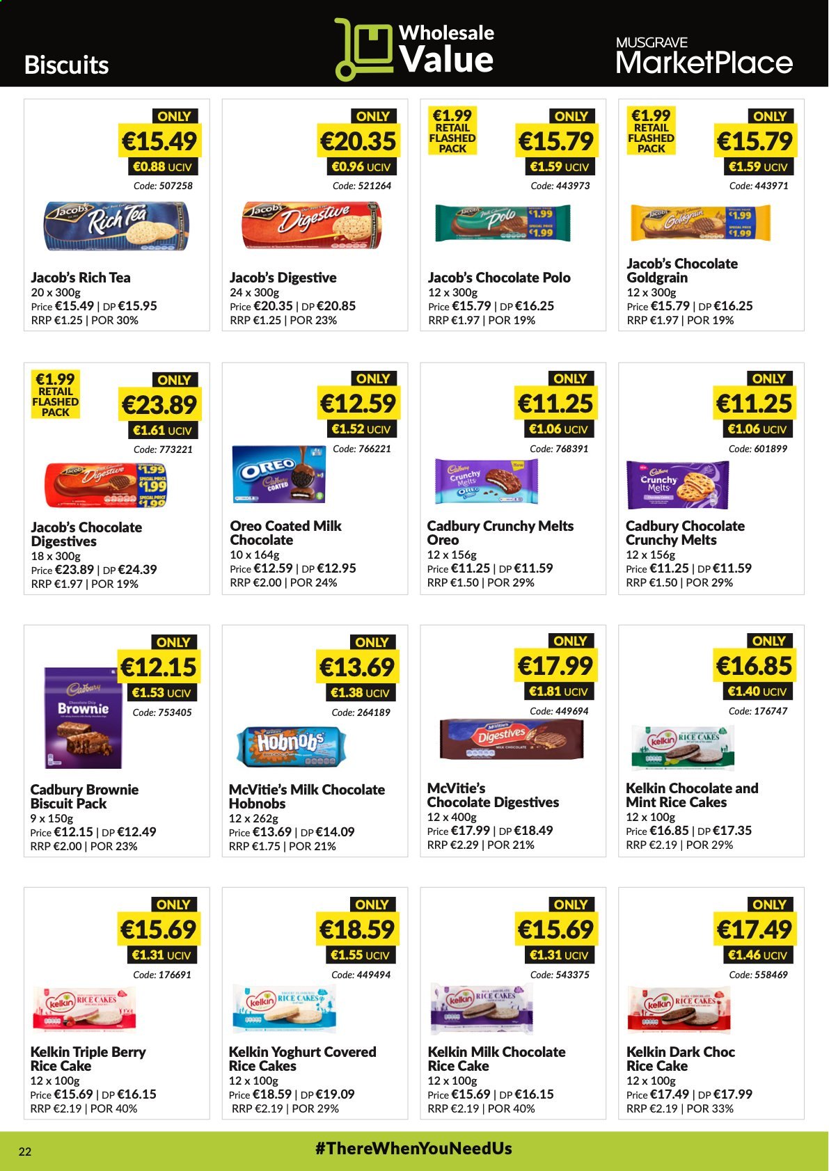 thumbnail - MUSGRAVE Market Place offer  - 17.01.2021 - 13.02.2021 - Sales products - cake, brownies, Oreo, yoghurt, milk chocolate, biscuit, Cadbury, Digestive, rice, tea. Page 22.