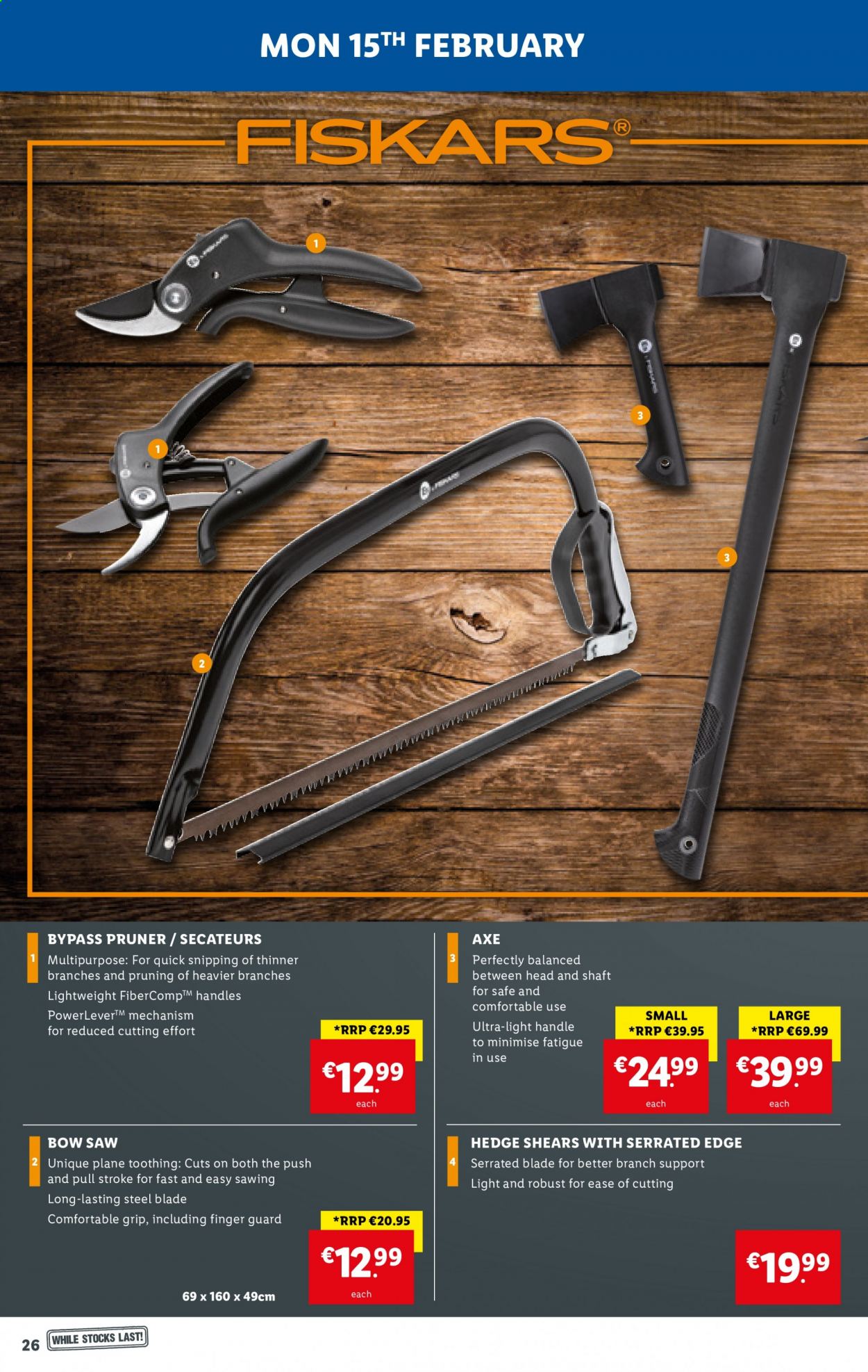 thumbnail - Lidl offer  - 11.02.2021 - 17.02.2021 - Sales products - Fiskars, saw, bowsaw. Page 26.