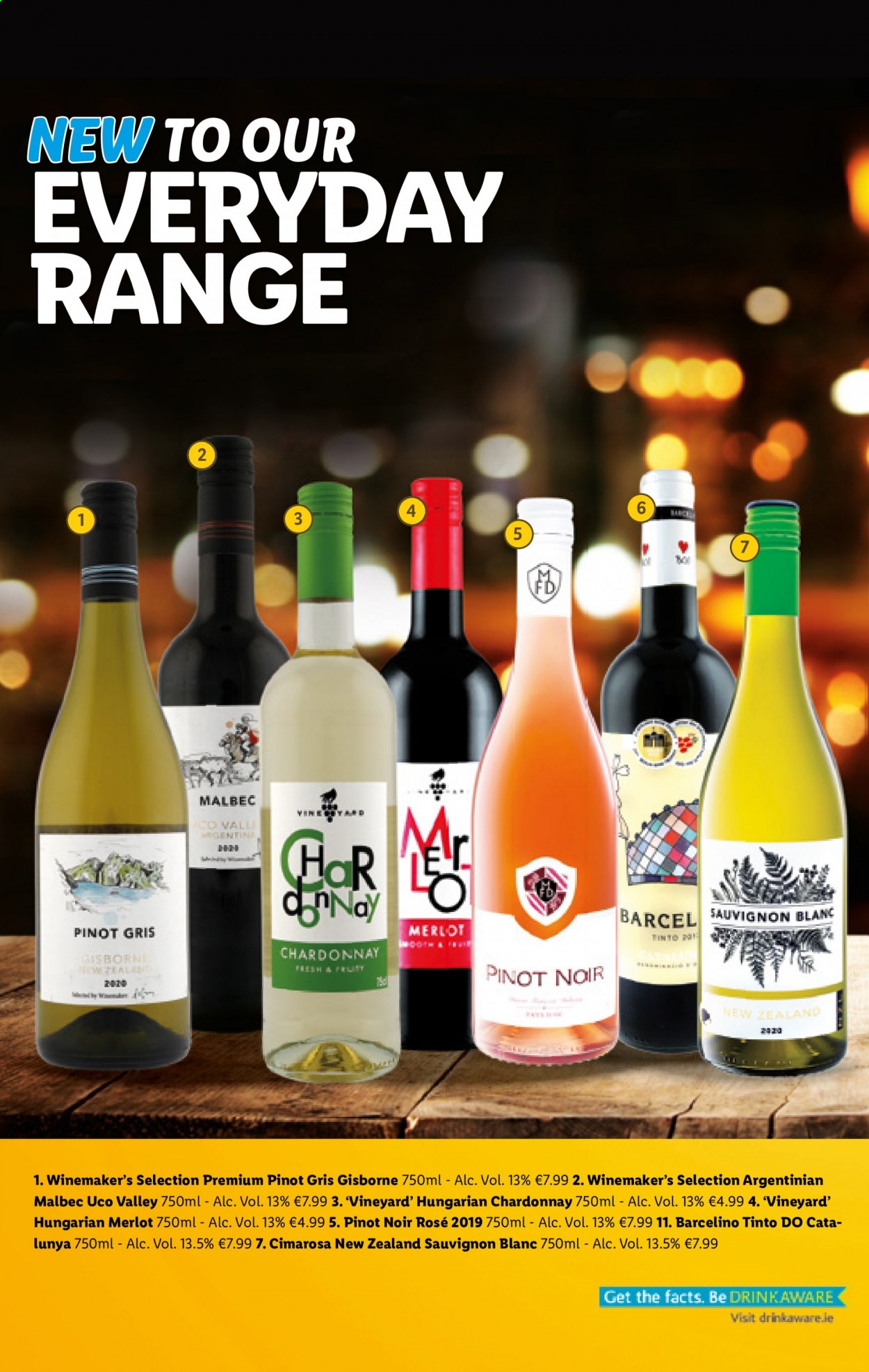 thumbnail - Lidl offer  - 25.02.2021 - 03.03.2021 - Sales products - Chardonnay, wine, Merlot, Pinot Noir, Sauvignon Blanc, rose. Page 2.