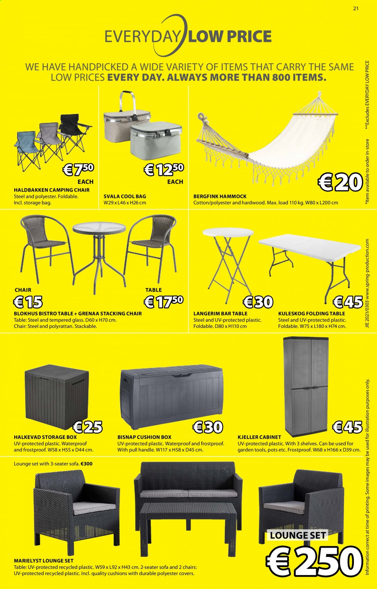 thumbnail - JYSK offer  - 11.03.2021 - 24.03.2021 - Sales products - cabinet, storage box, table, chair, sofa, coctail table, shelves, folding table, cushion, pot. Page 21.