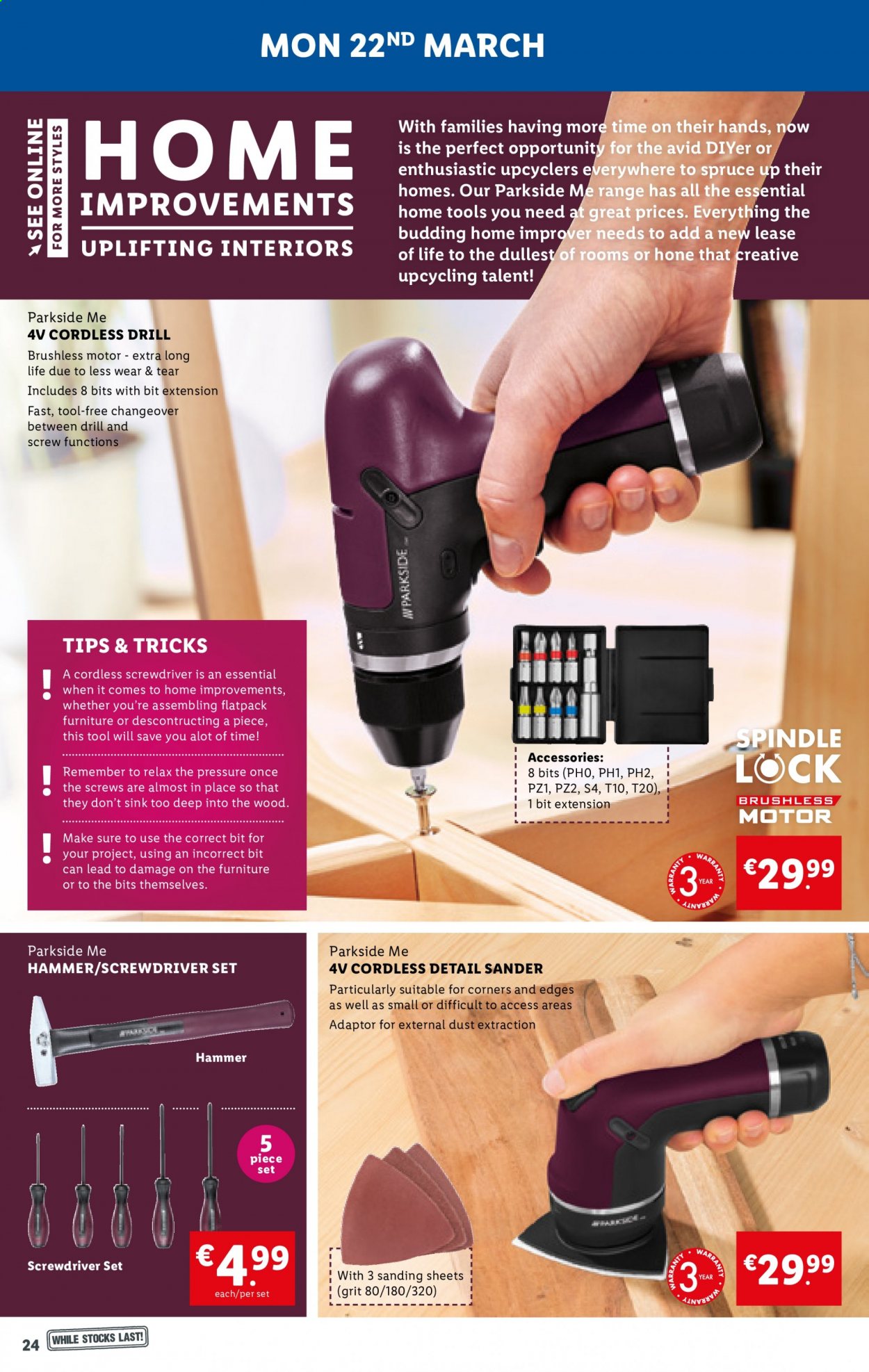 thumbnail - Lidl offer  - 18.03.2021 - 24.03.2021 - Sales products - Parkside, screwdriver, screwdriver set. Page 24.