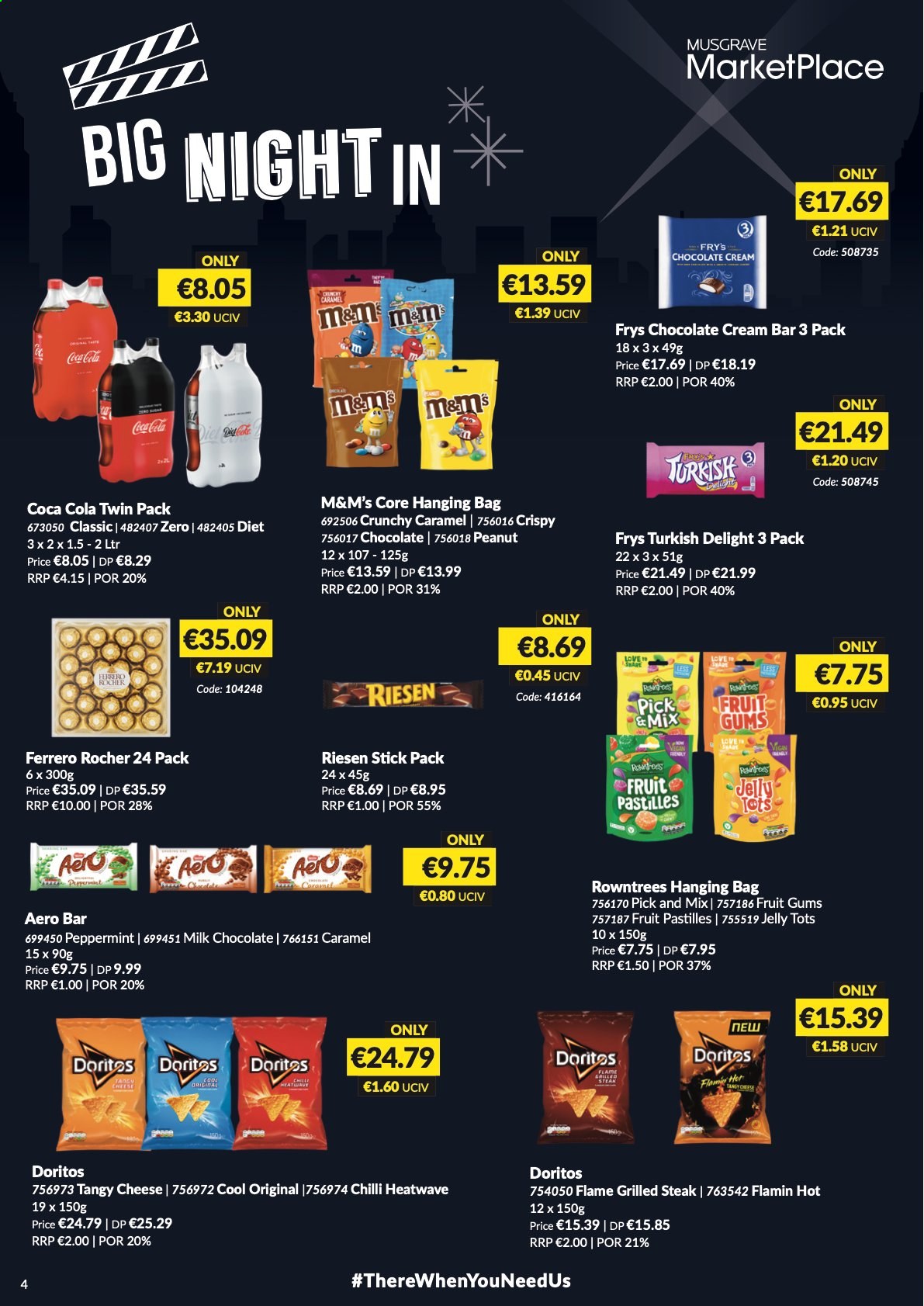 thumbnail - MUSGRAVE Market Place offer  - 14.03.2021 - 10.04.2021 - Sales products - cheese, jelly, milk chocolate, Ferrero Rocher, M&M's, pastilles, Doritos, caramel, peanuts, Coca-Cola, steak. Page 4.