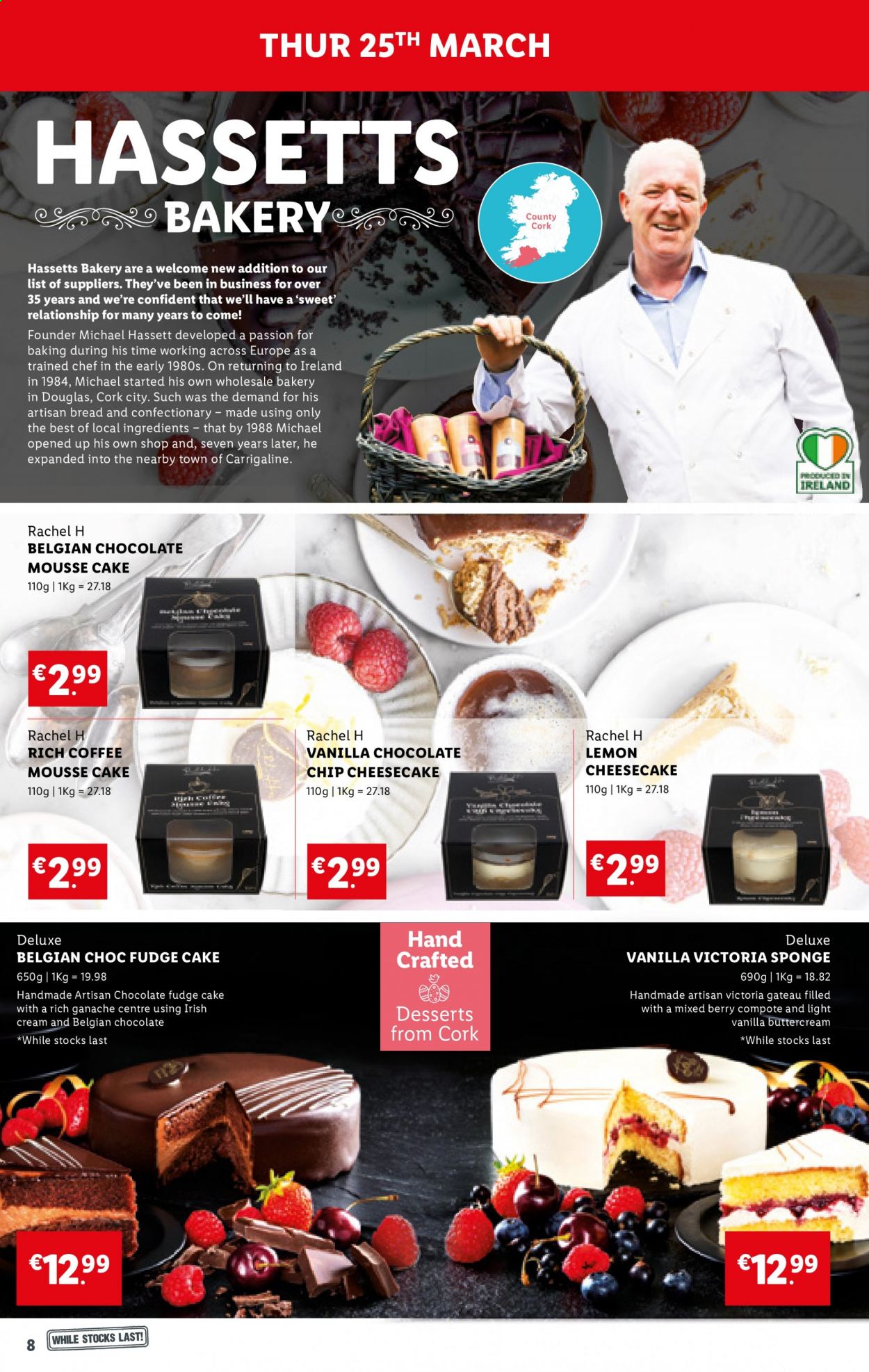 thumbnail - Lidl offer  - 25.03.2021 - 31.03.2021 - Sales products - bread, cheesecake, cake, fudge, Victoria Sponge, compote, coffee, irish cream, sponge. Page 8.