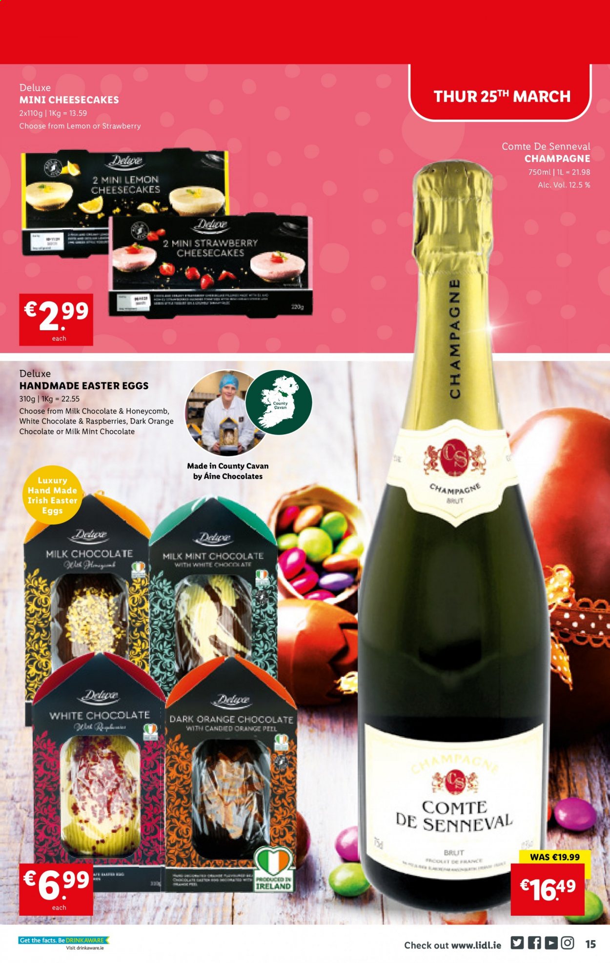 thumbnail - Lidl offer  - 25.03.2021 - 31.03.2021 - Sales products - raspberries, oranges, eggs, milk chocolate, white chocolate, chocolate, champagne, Brut. Page 15.