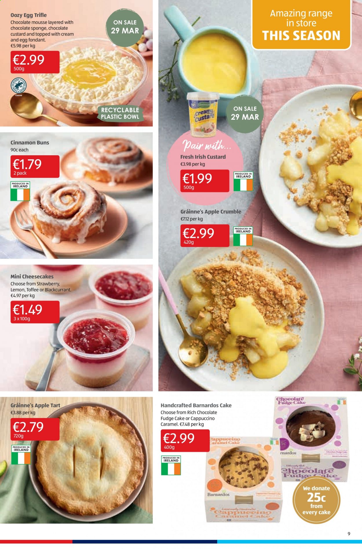 thumbnail - Aldi offer  - 01.04.2021 - 07.04.2021 - Sales products - cake, tart, buns, eggs, fudge, chocolate, toffee, cocoa, cinnamon, caramel, cappuccino, sponge, bowl. Page 9.