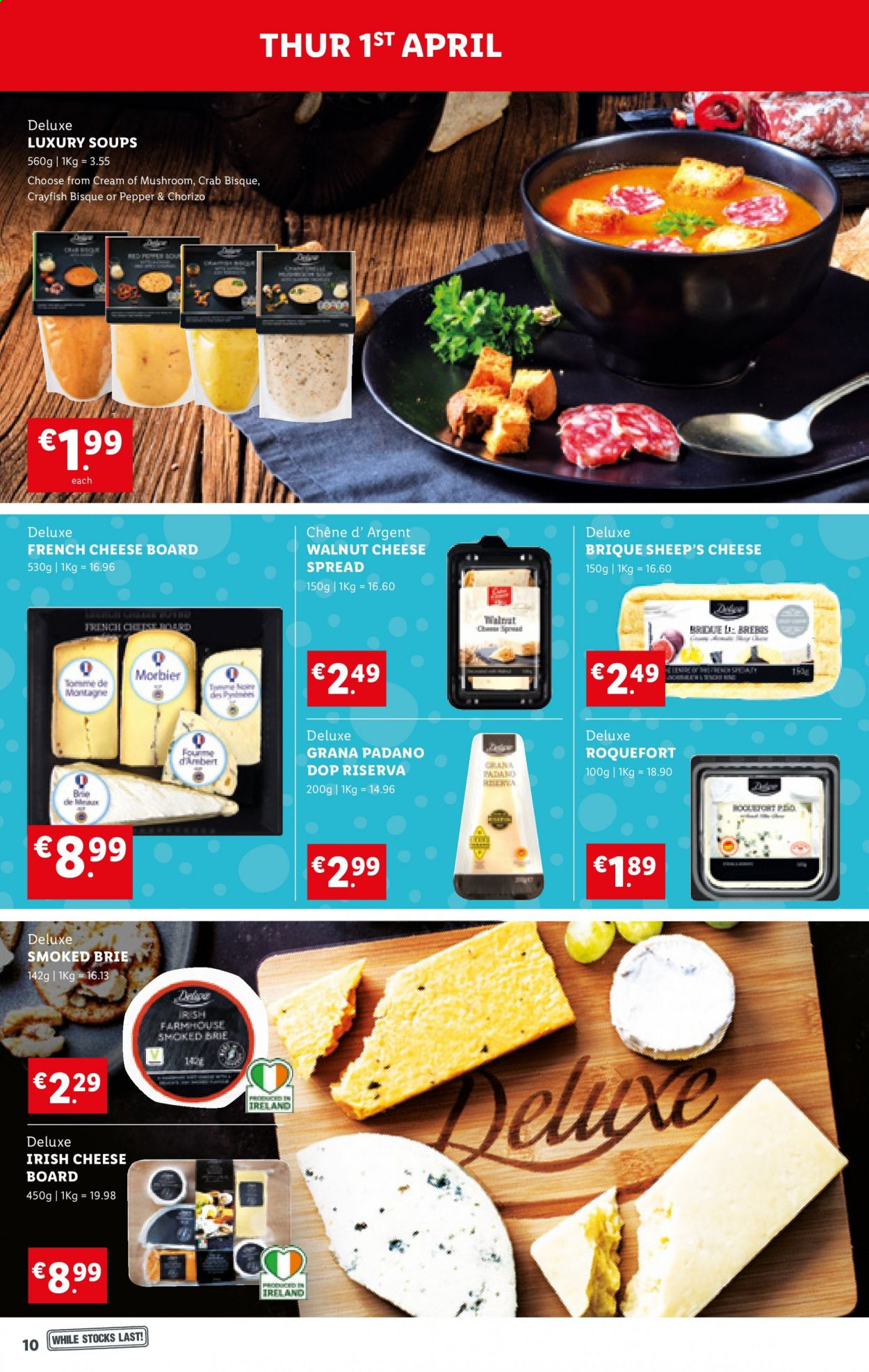 thumbnail - Lidl offer  - 01.04.2021 - 07.04.2021 - Sales products - mushrooms, crab, chorizo, cheese, brie, walnuts. Page 10.