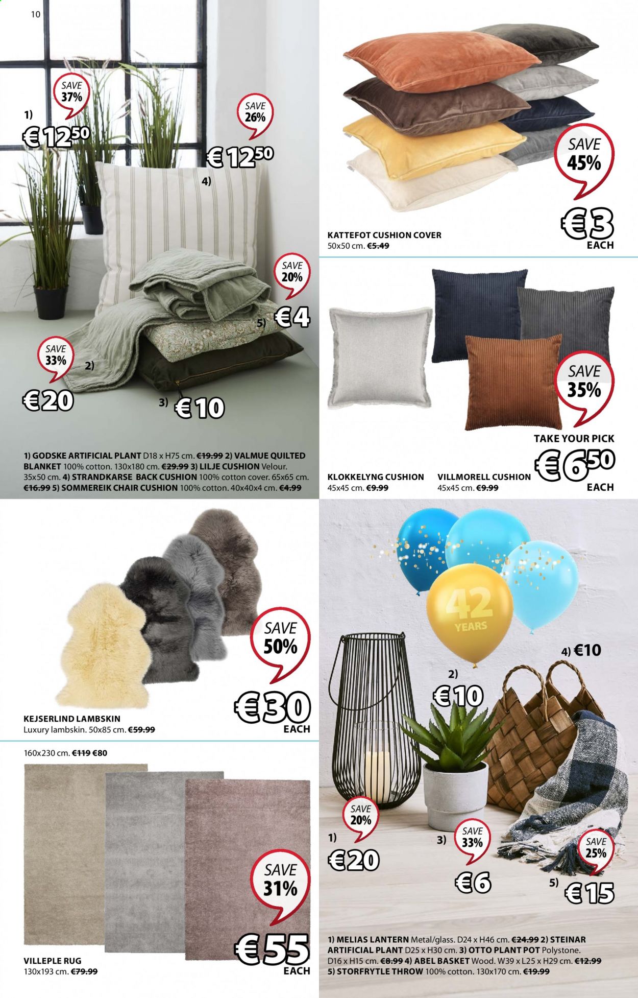 thumbnail - JYSK offer  - 08.04.2021 - 21.04.2021 - Sales products - chair, cushion, lantern, artificial plant, basket, pot, blanket, rug, plant pot. Page 10.