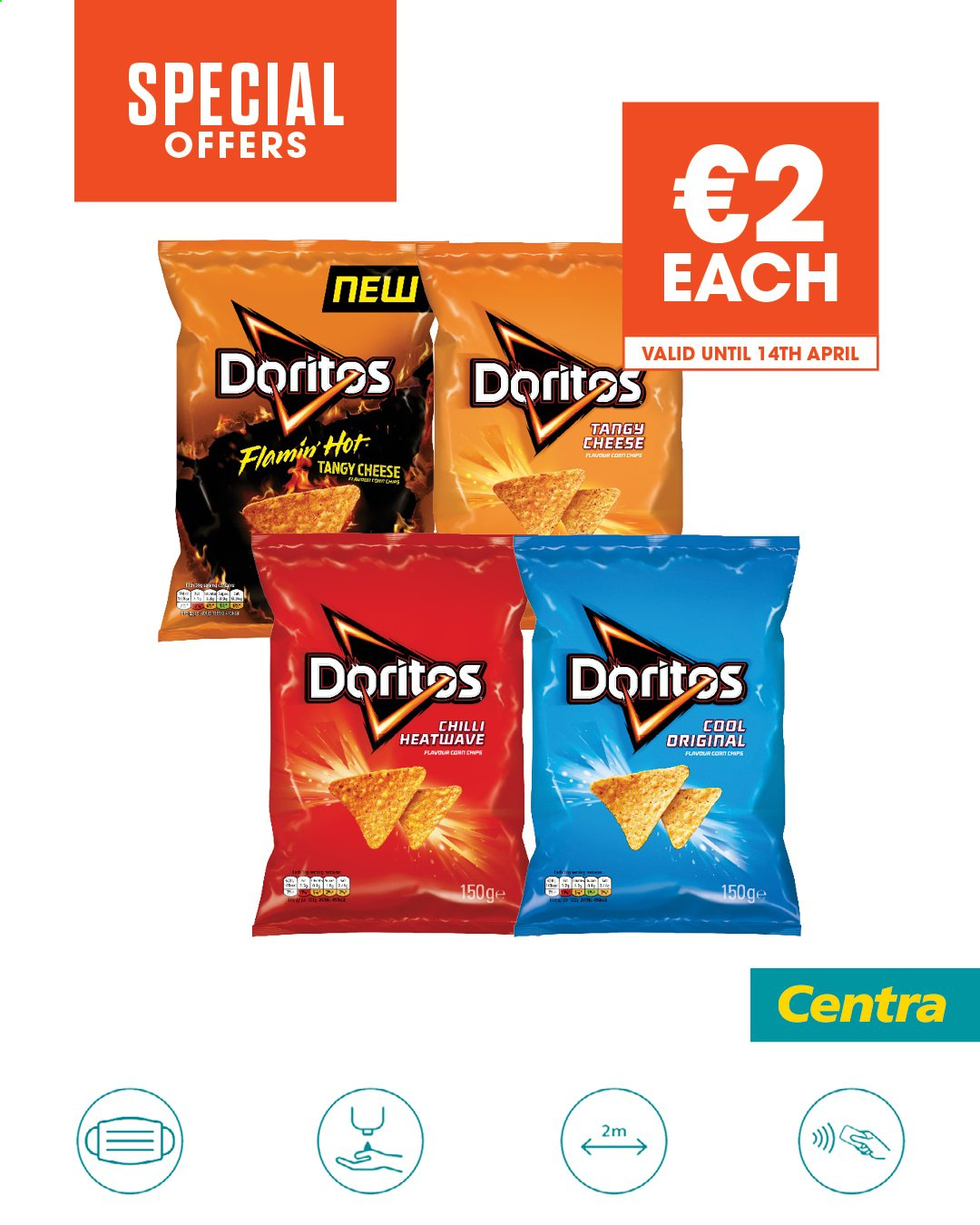 thumbnail - Centra offer  - 08.04.2021 - 14.04.2021 - Sales products - cheese, Doritos, chips, corn chips. Page 1.