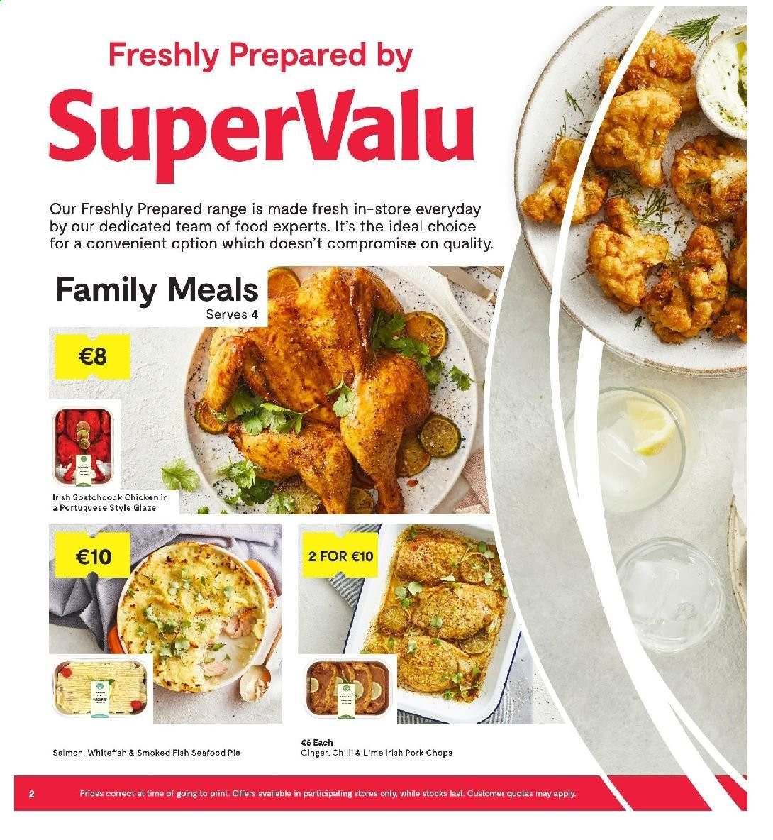 thumbnail - SuperValu offer  - 15.04.2021 - 28.04.2021 - Sales products - ginger, salmon, whitefish, seafood, fish, spatchcock chicken, pork chops, pork meat. Page 2.