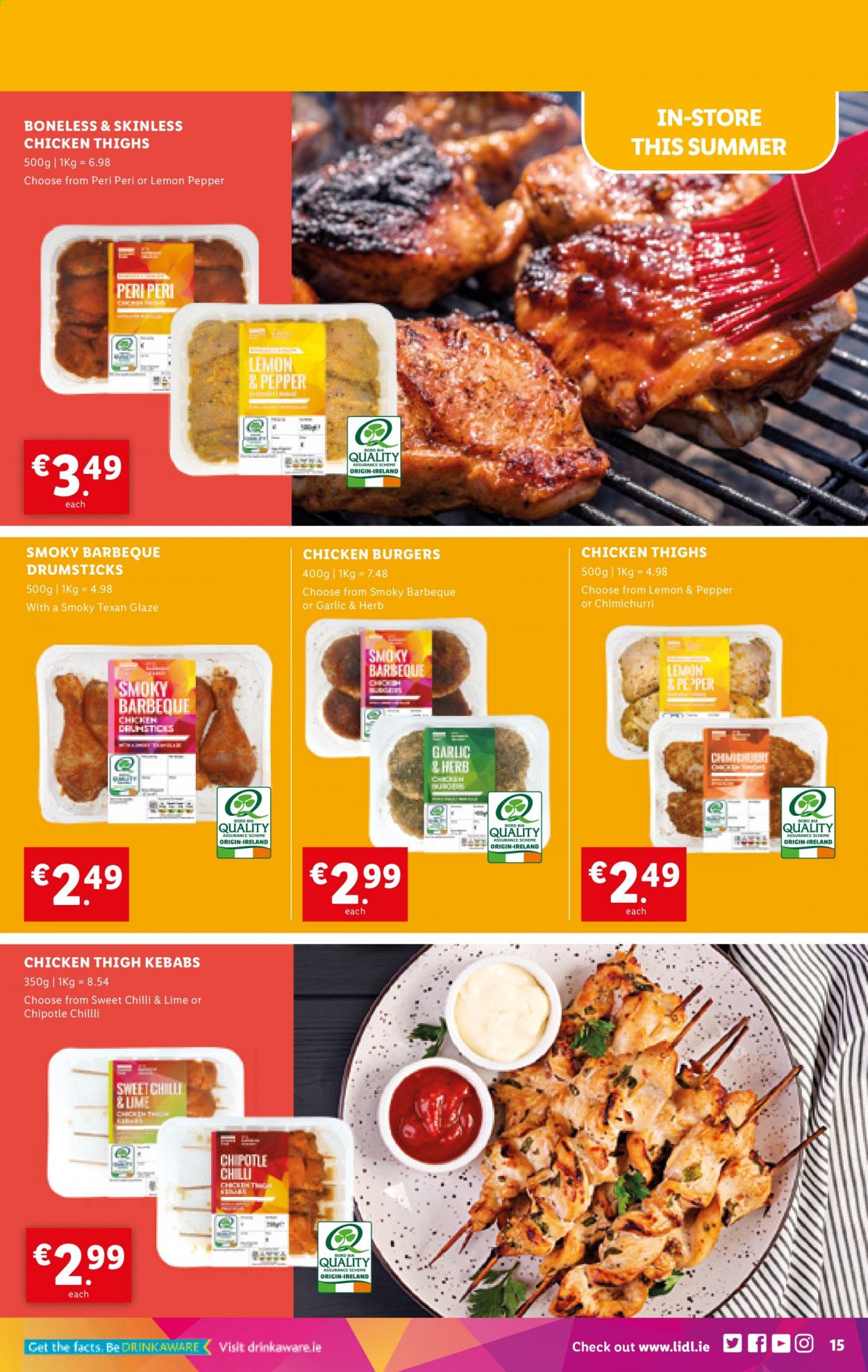 thumbnail - Lidl offer  - 29.04.2021 - 05.05.2021 - Sales products - hamburger, chicken thighs. Page 15.