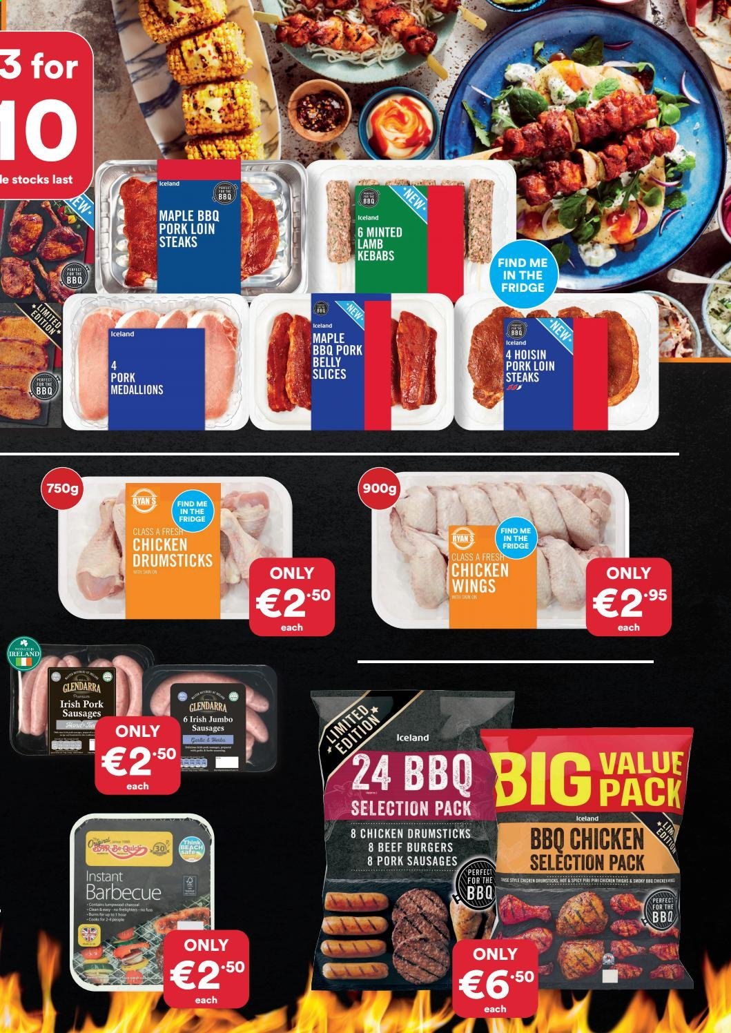 thumbnail - Iceland offer  - Sales products - chicken wings, chicken drumsticks, steak, pork belly, pork loin, pork meat. Page 7.