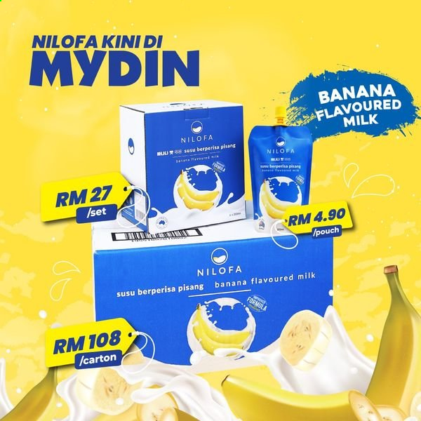 thumbnail - Iklan Mydin - Produk jualan - pisang, susu. Halaman 1.