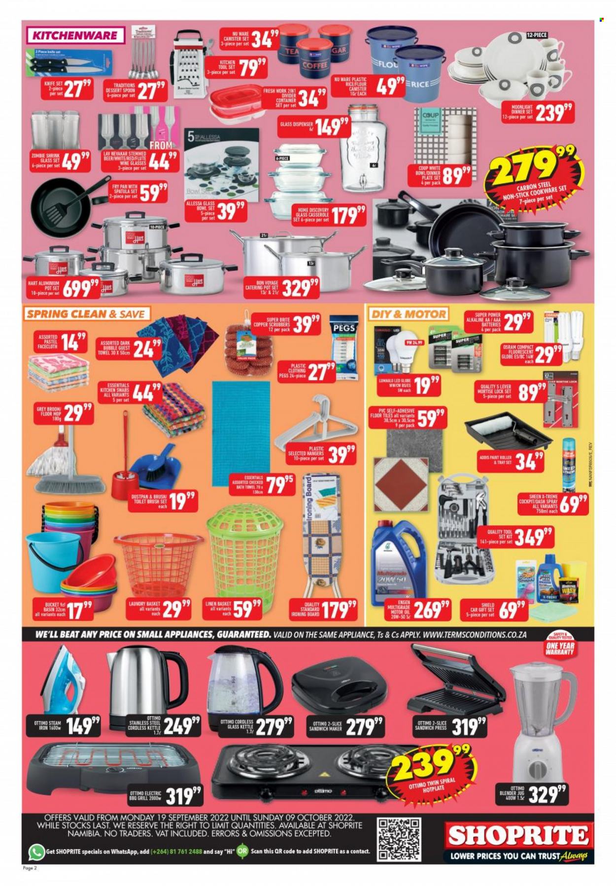 thumbnail - Shoprite catalogue  - 19/09/2022 - 09/10/2022 - Sales products - gift set, flour, rice, oil, tea, coffee, L'Or, wine, beer, brush set, Brite. Page 2.