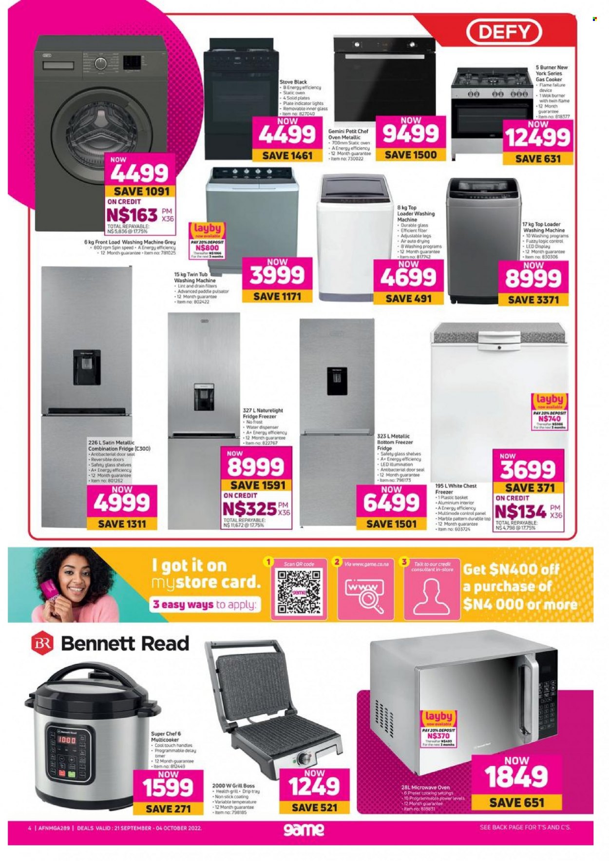 thumbnail - Game catalogue  - 21/09/2022 - 04/10/2022 - Sales products - wok, plate, dispenser, freezer, chest freezer, refrigerator, fridge, oven, stove, microwave, gas cooker, Bennett Read, water dispenser, basket. Page 4.