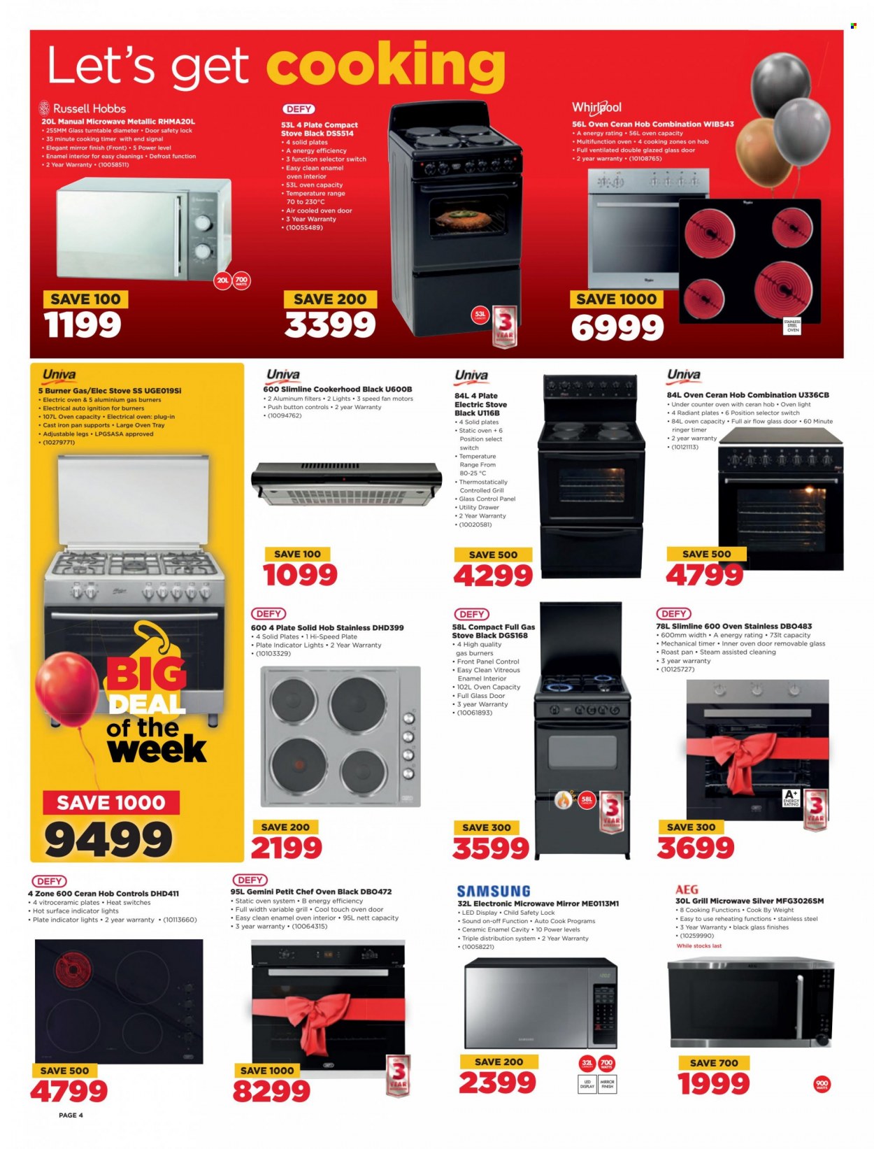 thumbnail - HiFiCorp catalogue  - 26/09/2022 - 02/10/2022 - Sales products - Samsung, AEG, Whirlpool, oven, stove, gas stove, electric stove, microwave, hob, Russell Hobbs. Page 4.