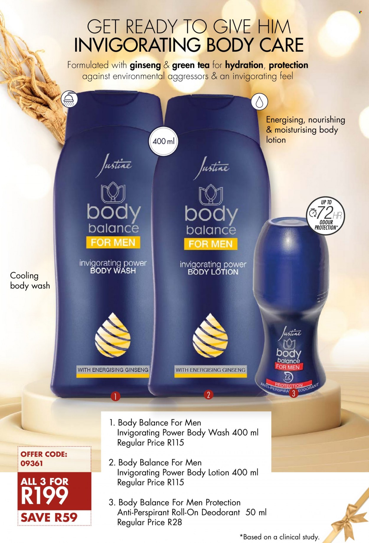 thumbnail - Justine catalogue  - 03/10/2022 - 31/10/2022 - Sales products - body wash, body lotion, anti-perspirant, roll-on, deodorant. Page 40.