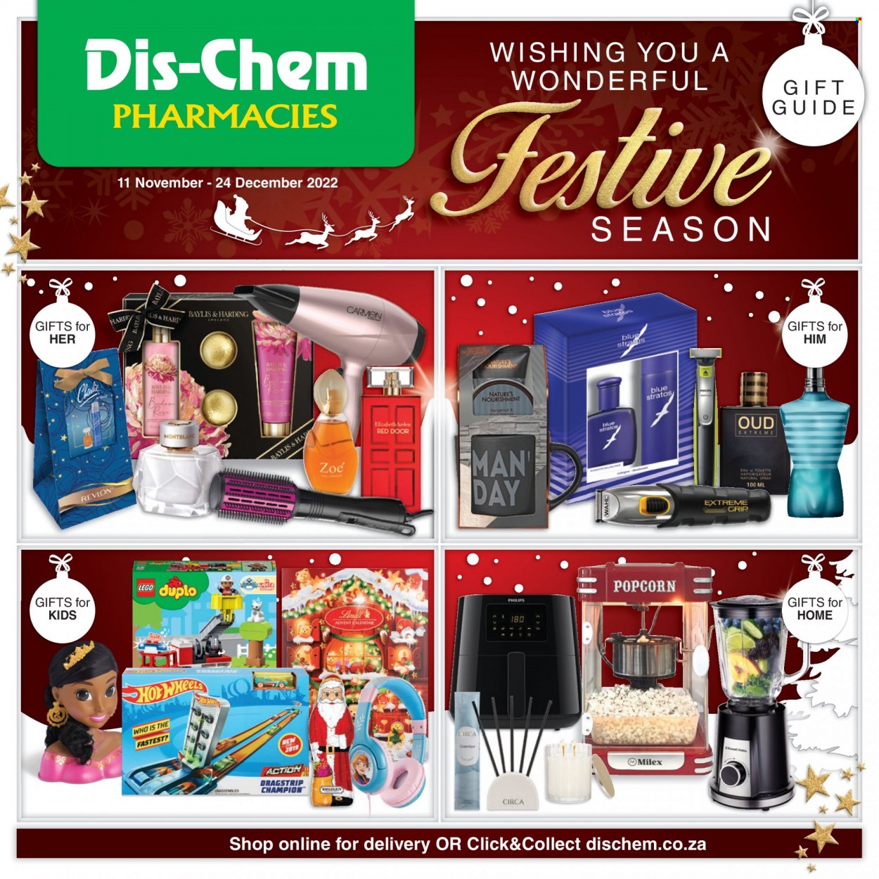thumbnail - Dis-Chem catalogue  - 11/11/2022 - 24/12/2022 - Sales products - Philips, Revlon, Elizabeth Arden, Zoe, advent calendar. Page 1.