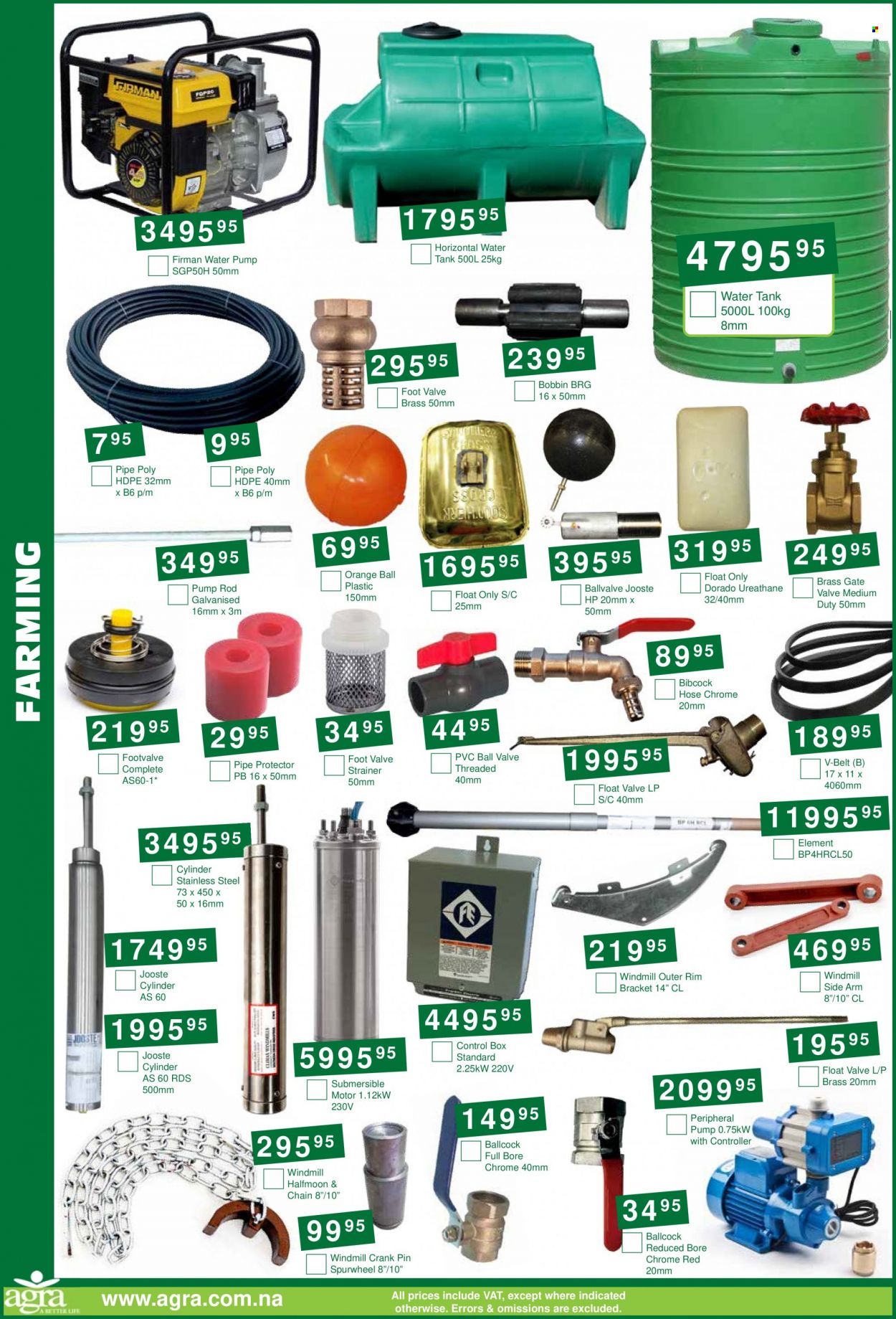 thumbnail - Agra catalogue  - 22/11/2022 - 13/12/2022 - Sales products - water tank, pipe, water pump, pin, tank, belt. Page 8.