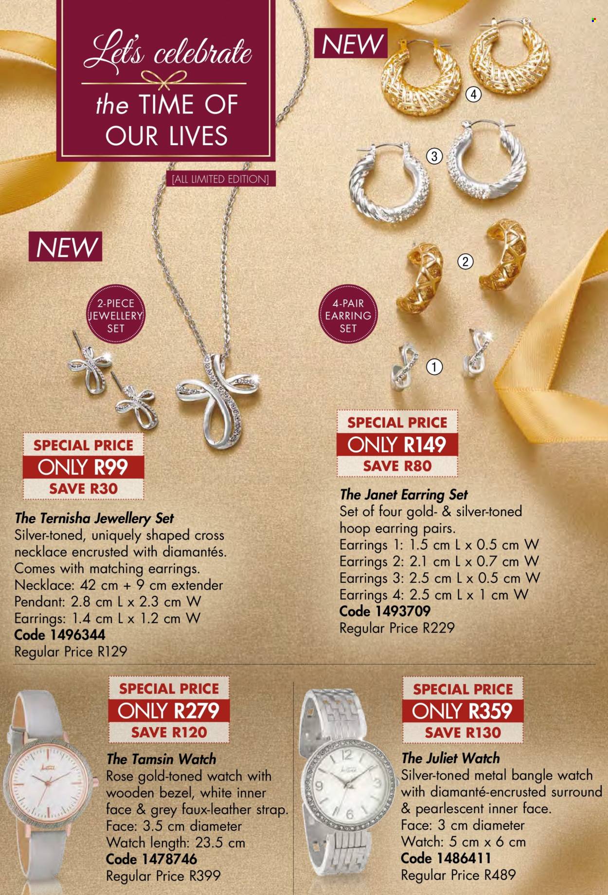 thumbnail - Justine catalogue  - 01/12/2022 - 31/12/2022 - Sales products - earrings, necklace, watch, pendant. Page 56.