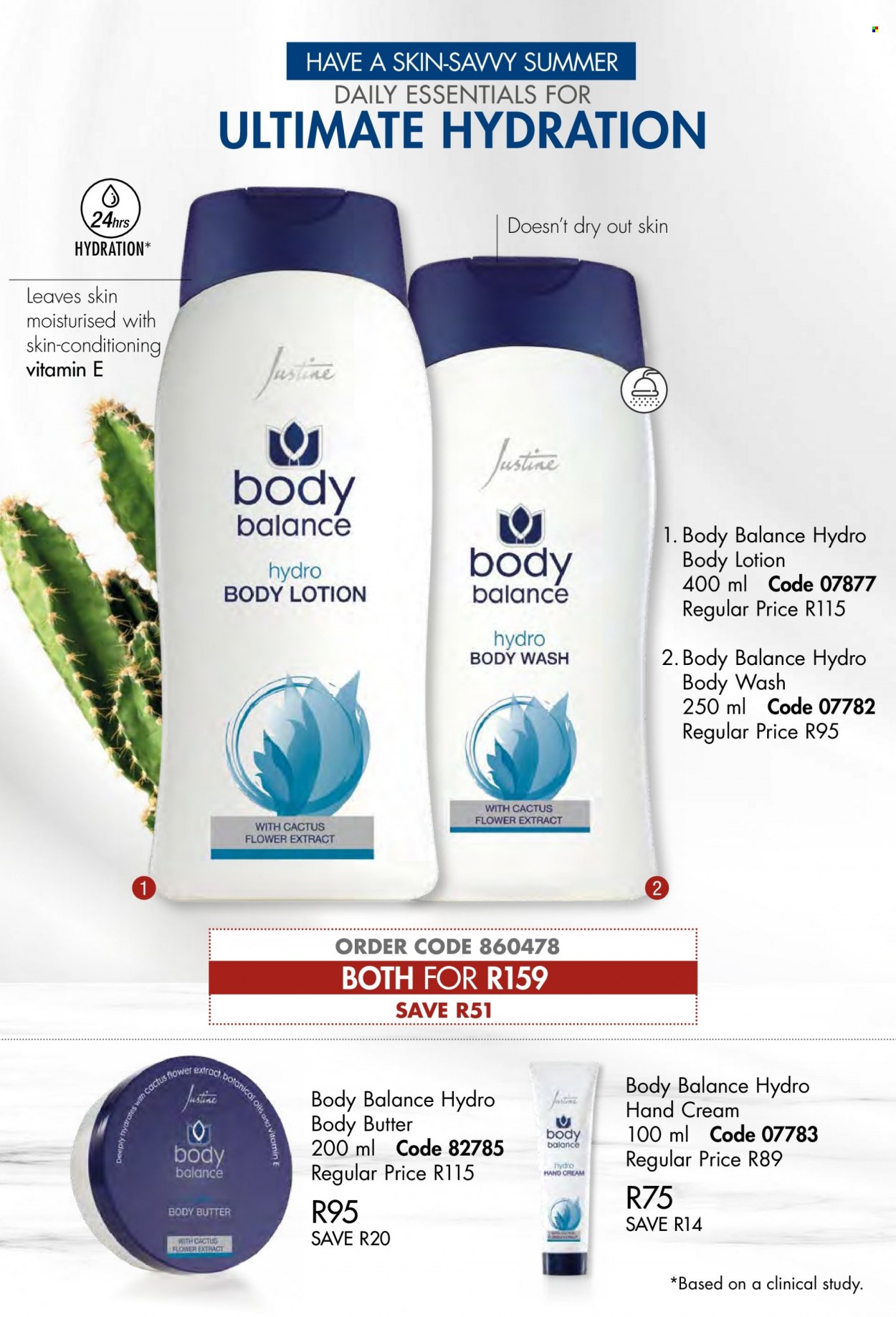 thumbnail - Justine catalogue  - 01/12/2022 - 31/12/2022 - Sales products - body wash, body butter, body lotion, hand cream. Page 74.