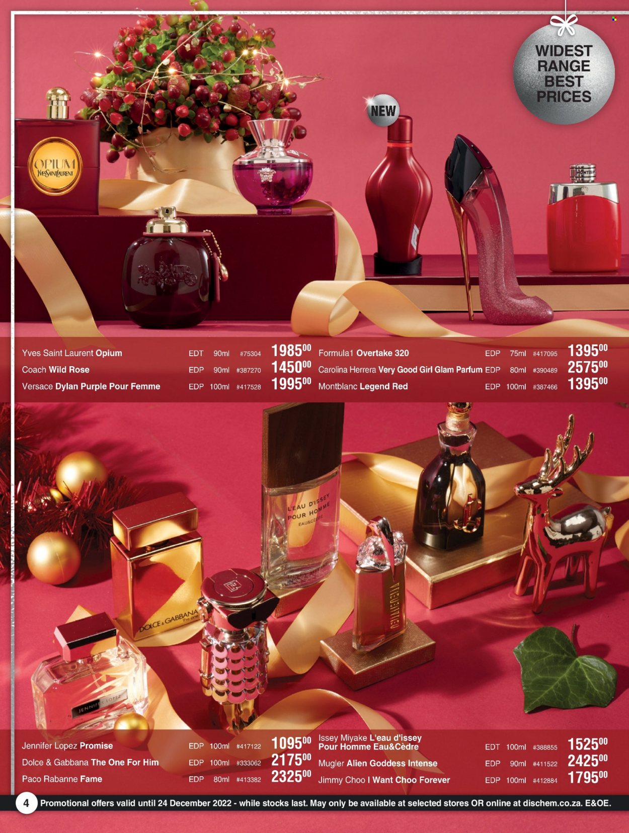 thumbnail - Dis-Chem catalogue  - 28/11/2022 - 24/12/2022 - Sales products - Paco Rabanne, Carolina Herrera, Dolce & Gabbana, eau de parfum, eau de toilette, Versace, Jimmy Choo, Yves Saint Laurent. Page 4.