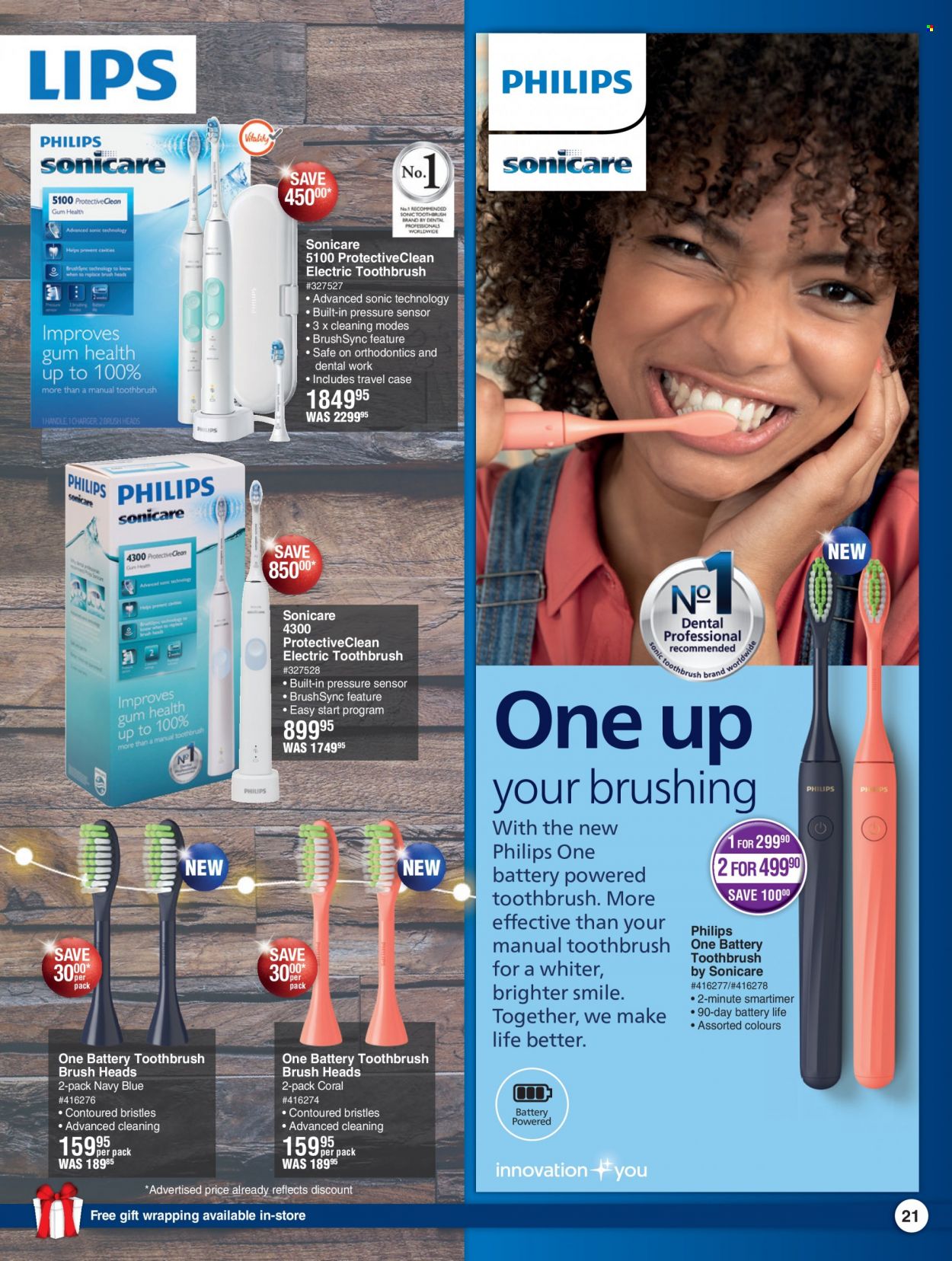 thumbnail - Dis-Chem catalogue  - 28/11/2022 - 24/12/2022 - Sales products - Philips, toothbrush, electric toothbrush, Sonicare. Page 21.
