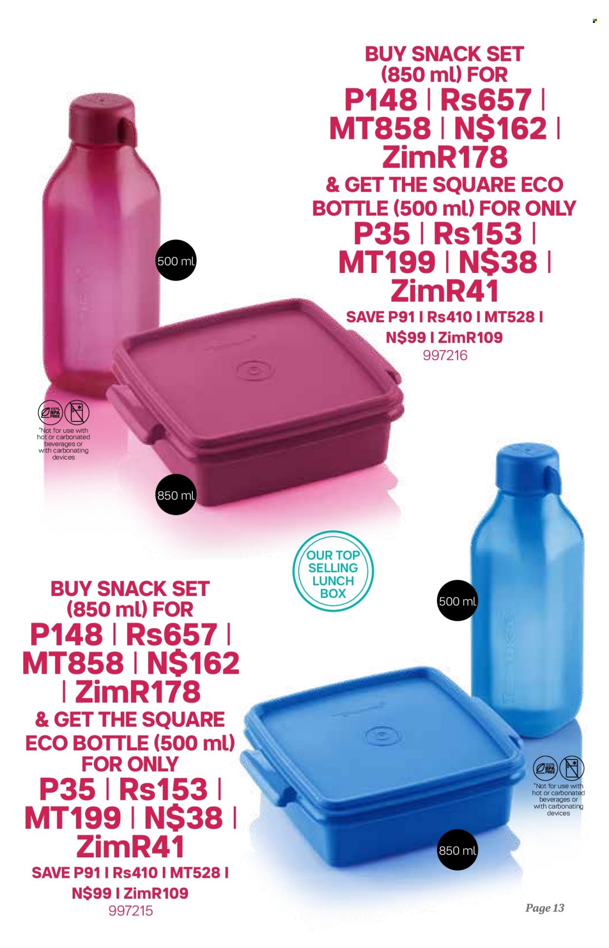 thumbnail - Tupperware catalogue  - 04/01/2023 - 07/02/2023 - Sales products - eco bottle, meal box. Page 13.