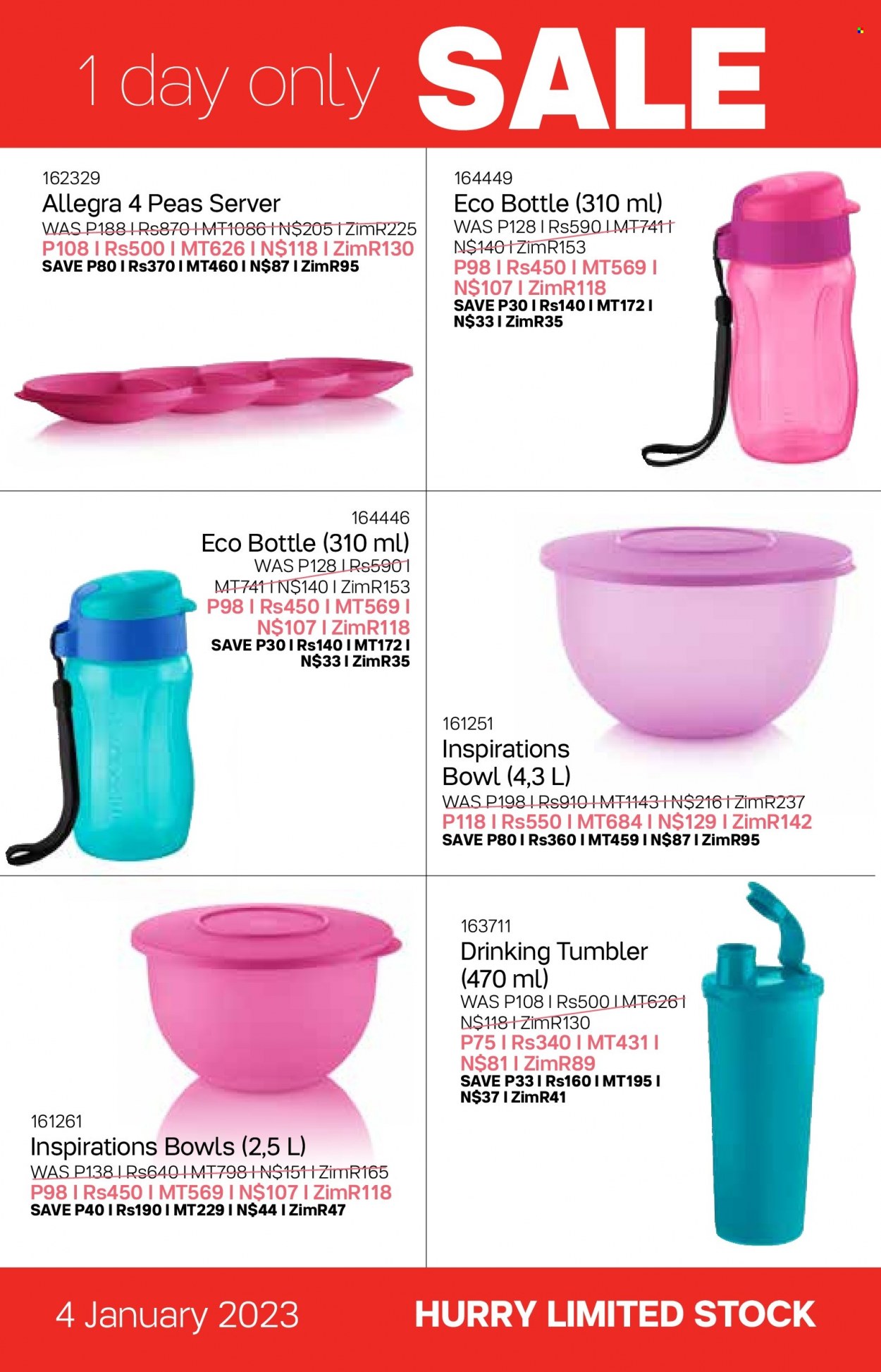 thumbnail - Tupperware catalogue  - 04/01/2023 - 07/02/2023 - Sales products - tumbler, eco bottle, bowl. Page 22.