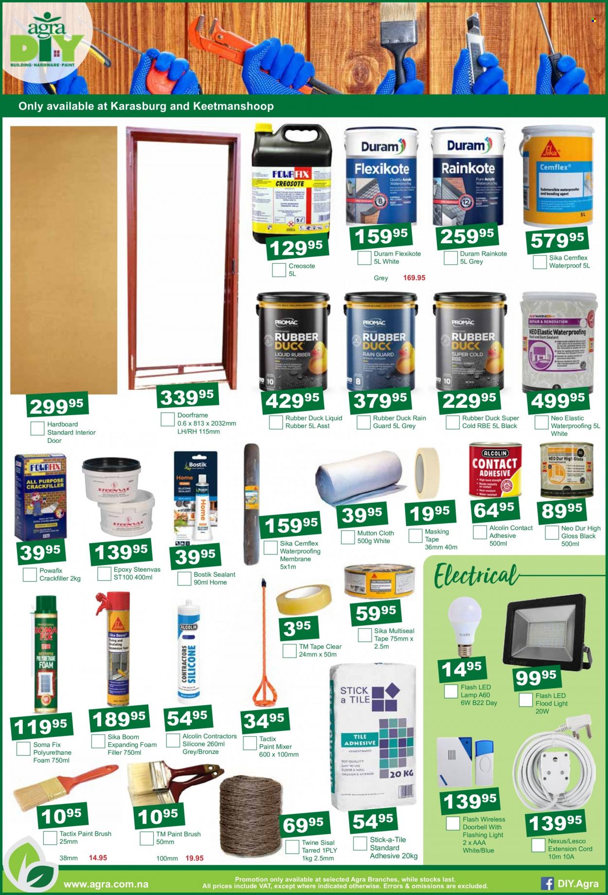 thumbnail - Agra catalogue  - 19/01/2023 - 20/02/2023 - Sales products - paint brush, eraser, masking tape, paint mixer, Duram, lamp, floodlight, extension cord. Page 7.