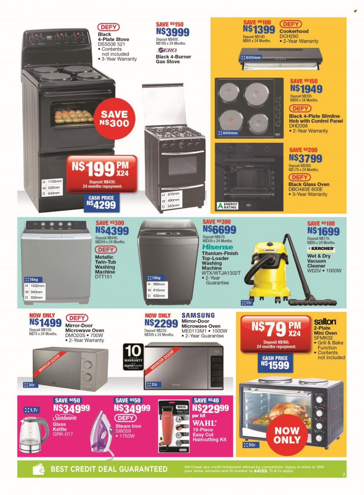thumbnail - OK Furniture catalogue  - 23/01/2023 - 05/02/2023 - Sales products - mirror, Samsung, Hisense, oven, gas stove, microwave, hob, washing machine, Sunbeam, vacuum cleaner, kettle, iron, steam iron, Kärcher. Page 7.