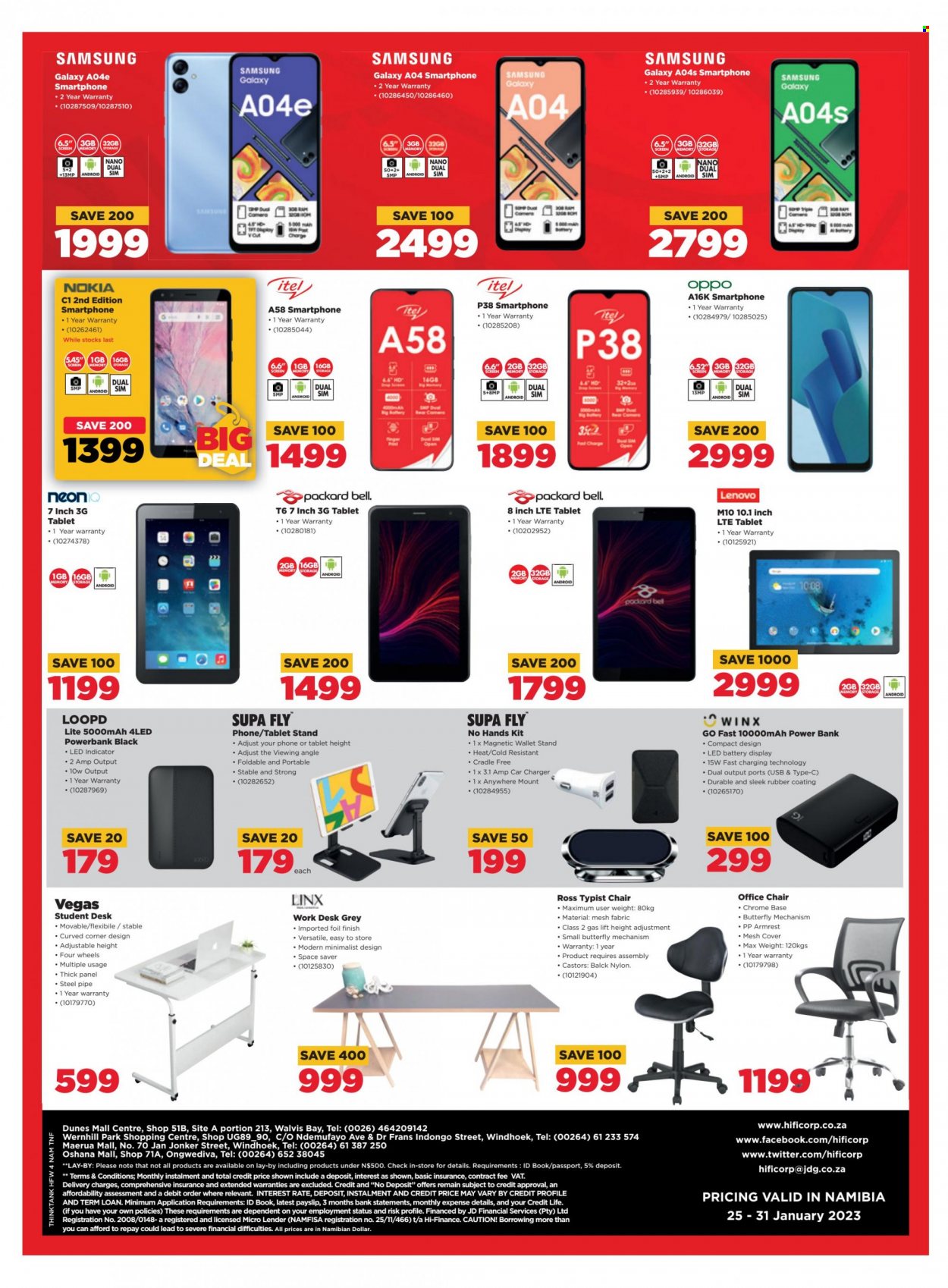 HiFiCorp catalogue  - 25/01/2023 - 31/01/2023 - Sales products - Lenovo, Samsung Galaxy, Samsung, Nokia, Oppo, smartphone, power bank, tablet stand, camera, pipe. Page 12.