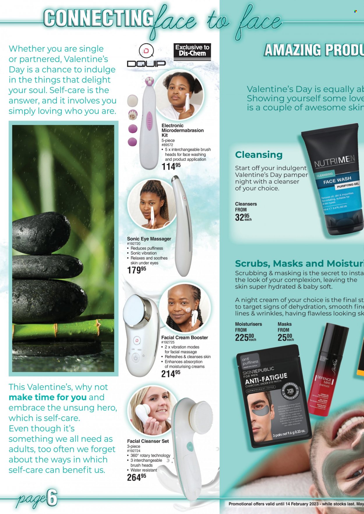 thumbnail - Dis-Chem catalogue  - 01/02/2023 - 14/02/2023 - Sales products - Baby Soft, cleanser, night cream, Target, brush, massager. Page 6.