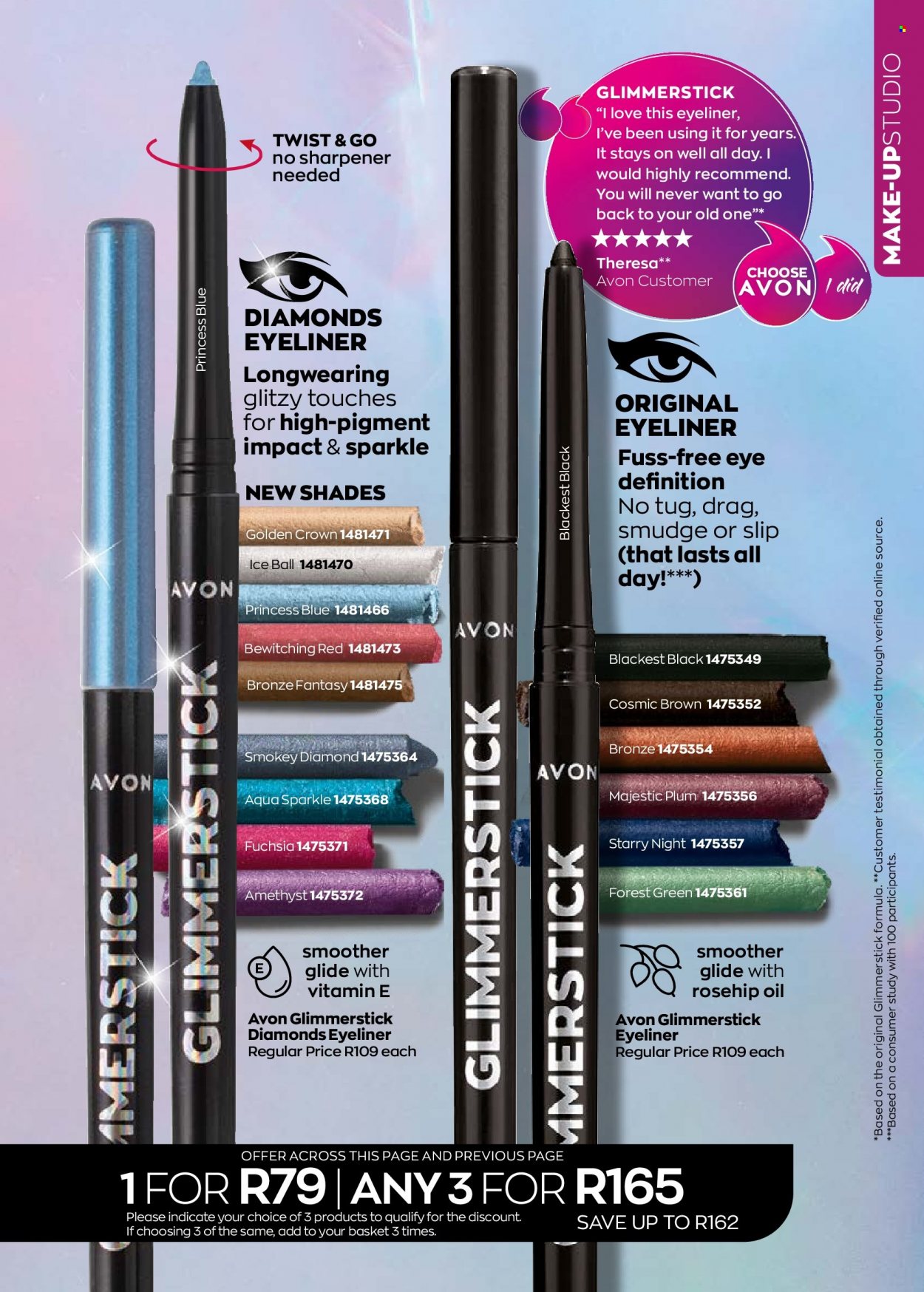 thumbnail - Avon catalogue  - 01/02/2023 - 28/02/2023 - Sales products - rosehip oil, glimmerstick, shades, eyeliner. Page 55.