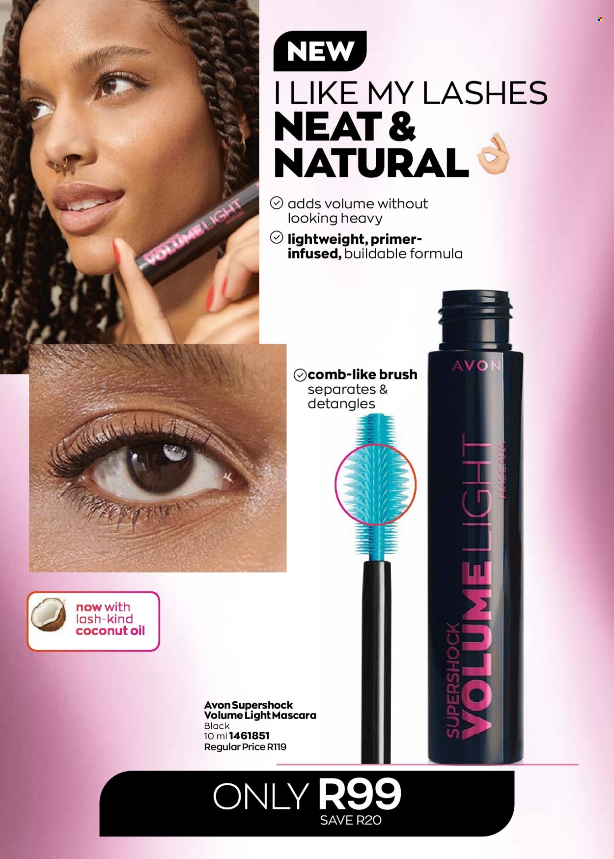thumbnail - Avon catalogue  - 01/02/2023 - 28/02/2023 - Sales products - Avon, coconut oil, comb, mascara. Page 56.
