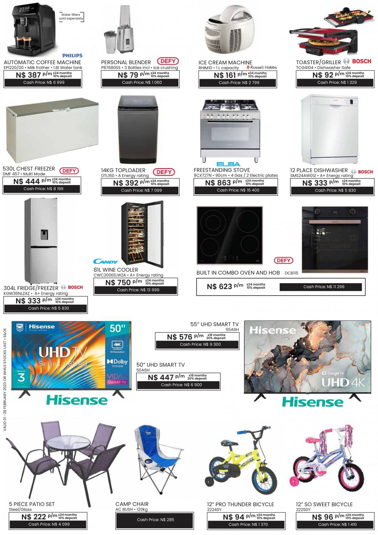 thumbnail - Nictus catalogue  - Sales products - chair, smart tv, UHD TV, TV, coffee machine, blender, toaster, ice cream machine, milk frother. Page 2.