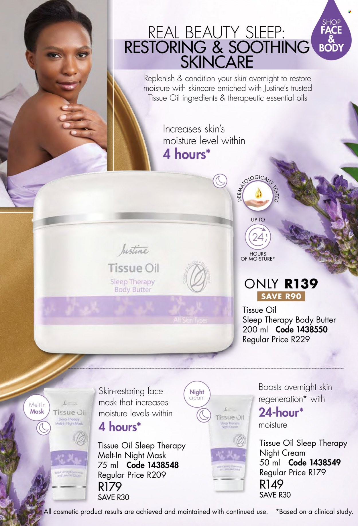 thumbnail - Justine catalogue  - 01/03/2023 - 31/03/2023 - Sales products - tissues, night cream, face mask, body butter. Page 6.