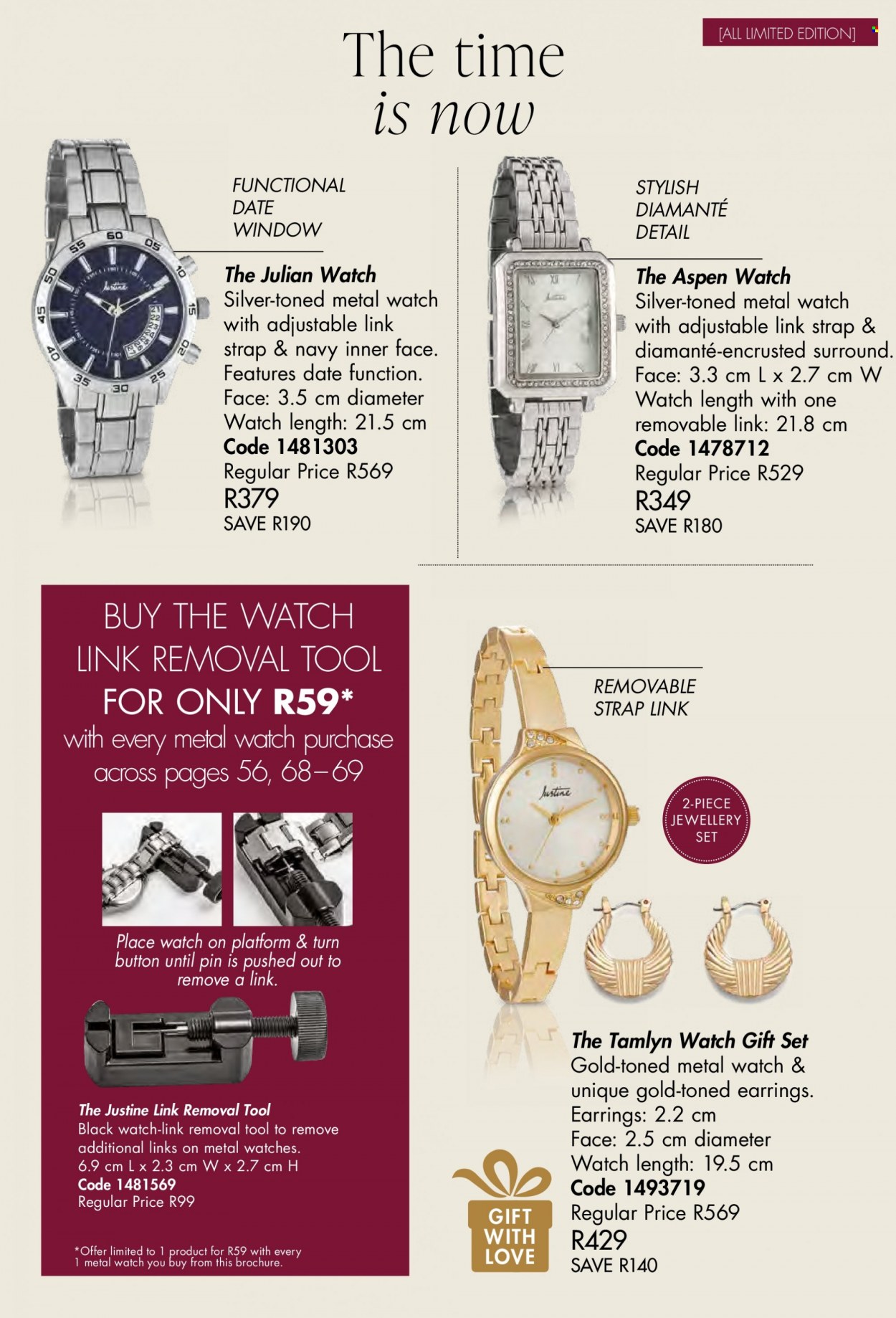thumbnail - Justine catalogue  - 01/03/2023 - 31/03/2023 - Sales products - gift set, earrings, watch. Page 68.