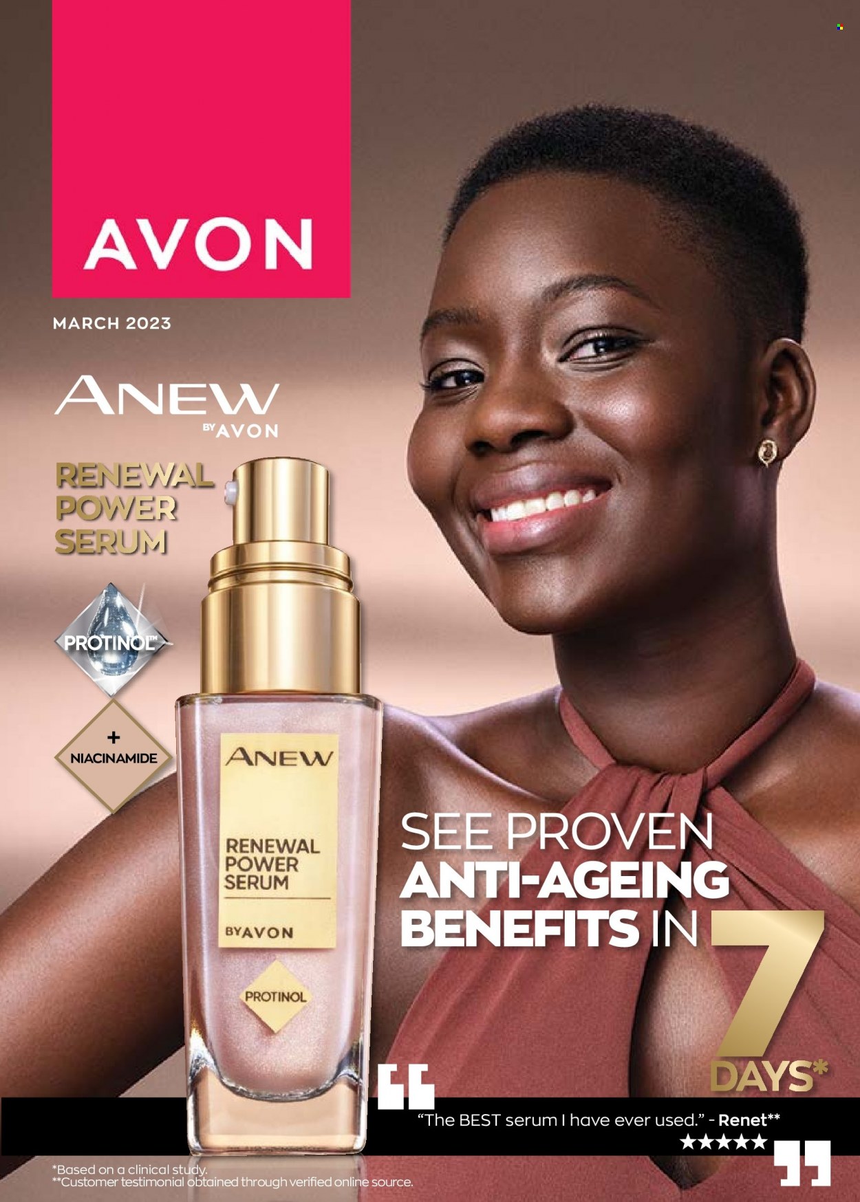 thumbnail - Avon catalogue  - 01/03/2023 - 31/03/2023 - Sales products - Avon, Anew, serum, Niacinamide. Page 1.